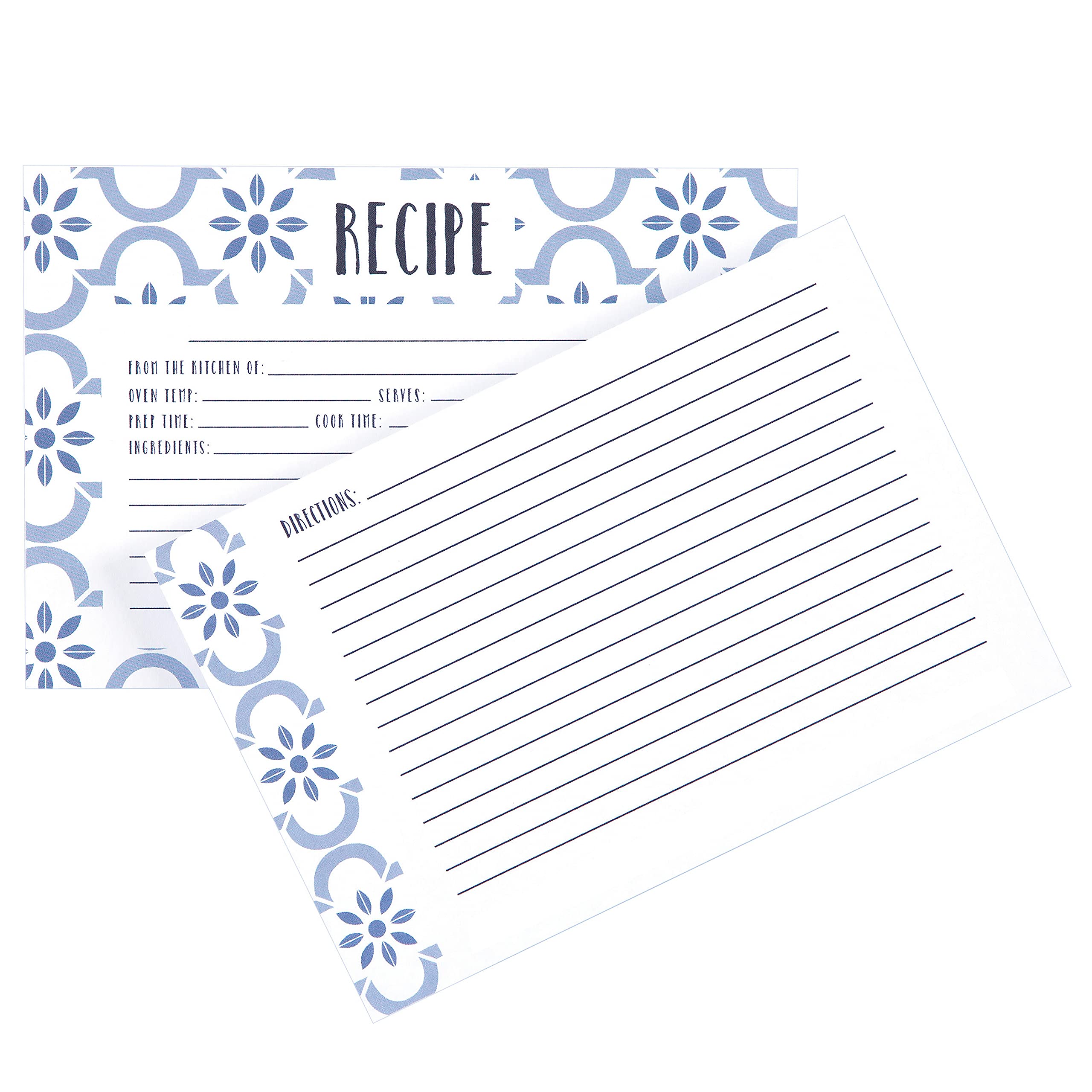 C.R Gibson Q12-24018 Double Sided Recipe Cards  40pcs  4'' W x 6'' L  True Blue