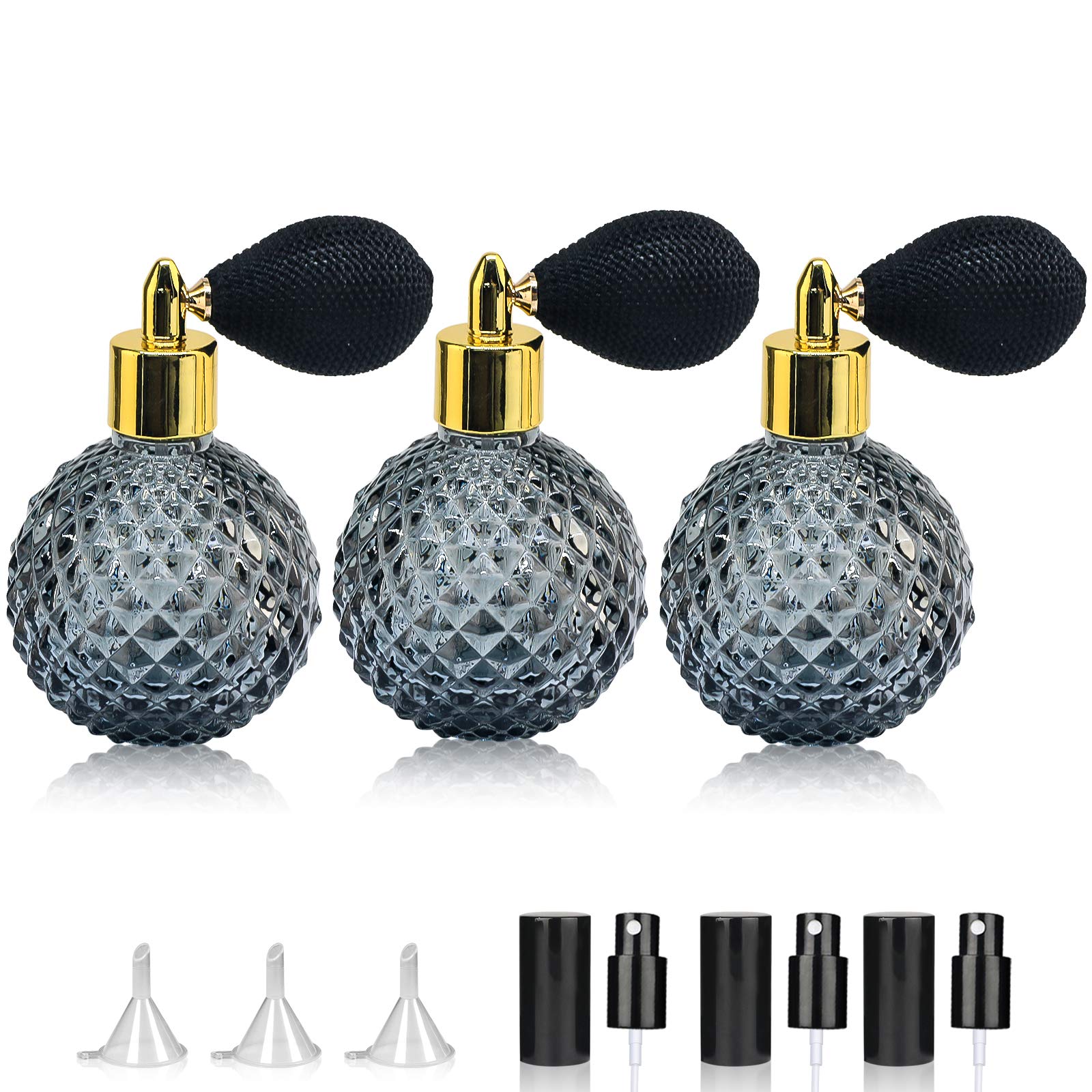 Linall Perfume Atomizer Spray Bottle 3.4Oz / 100Ml - Vintage Refillable Glass Bottle - Spbt0003 (3 Pcs)