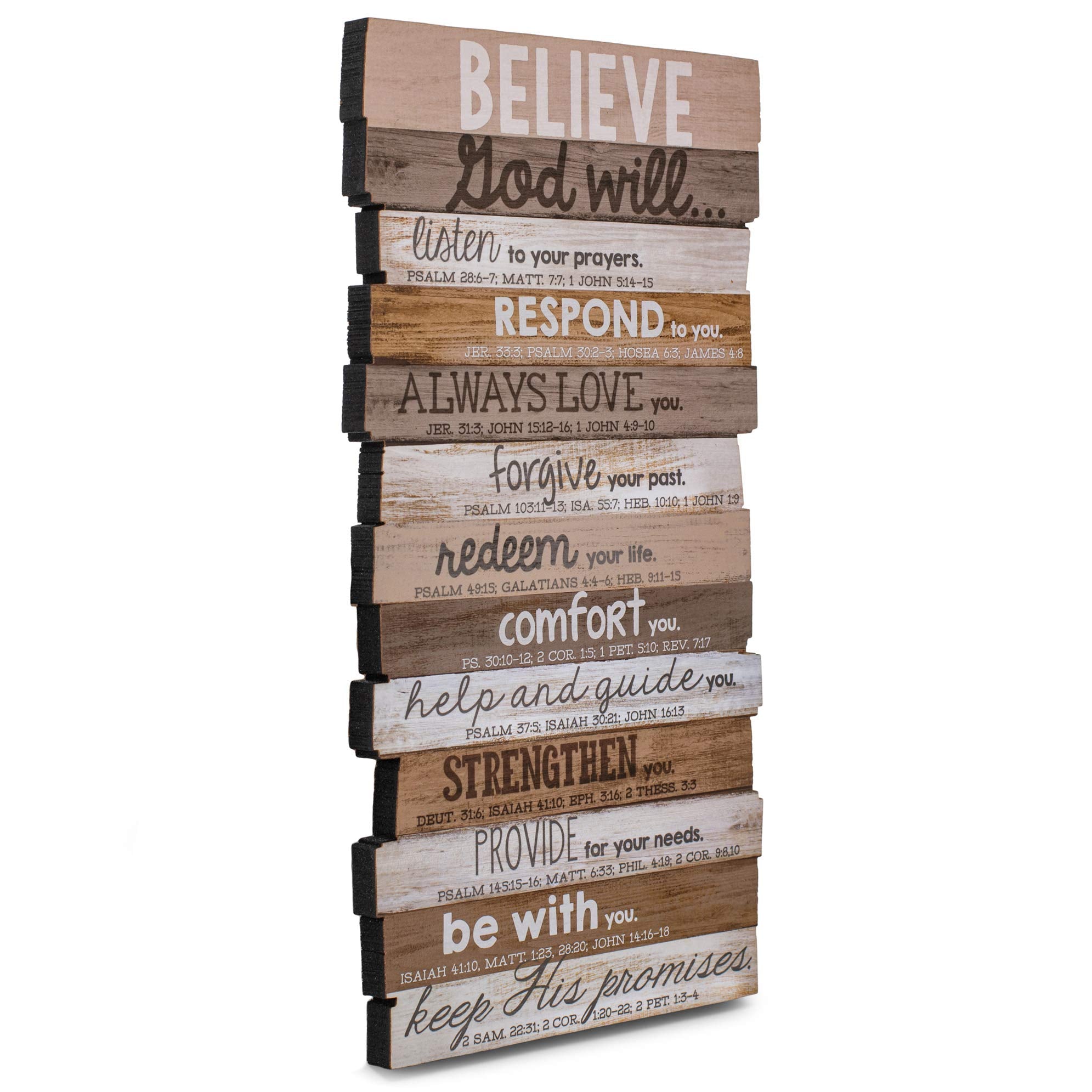 Lighthouse Christian Products Believe God Will Keep His Promises Rustic Stacked Pallet 8.5 X 16.5 Wood Plaque