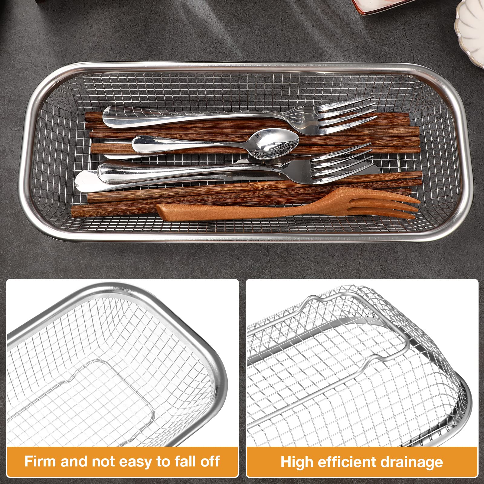 Stainless Steel Utensil Drying Rack: Utensils Holder Dishwasher Silverware Basket Compact Dish Rack Chopsticks Spoons, Forks, Kn