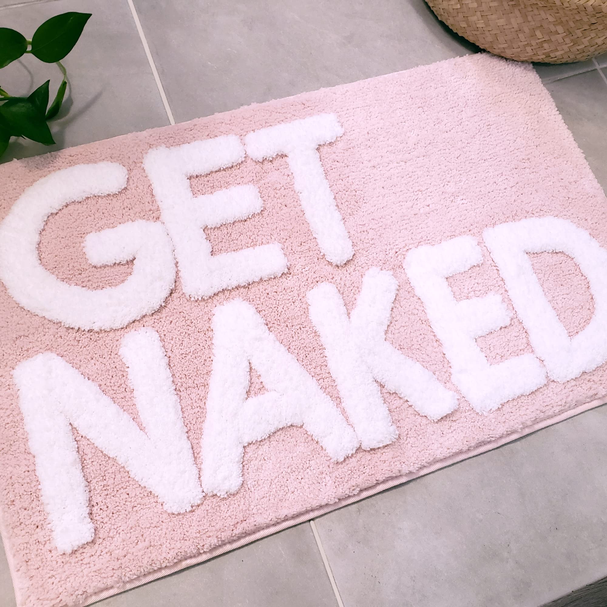 New Mungo Get Naked Bath Mat Pink - Blush Pink Bathroom Rugs  Apartment Decor  Pink Bathroom Accessories  Pink Bathroom Decor  Pink Home Decor  Cute Bath Mats  White & Pink Bath Mat - 31'' x 20''