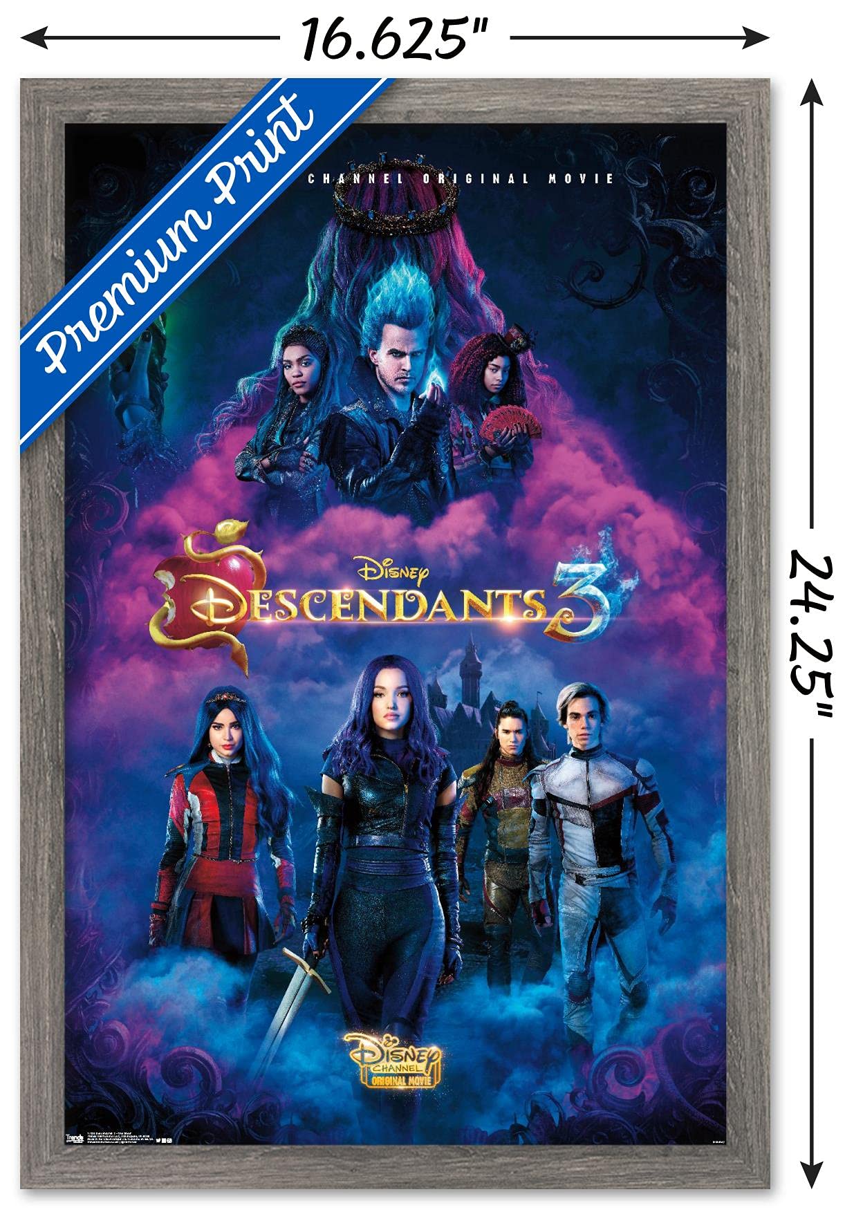 Trends International Disney Descendants 3 - One Sheet Wall Poster, 14.725'' X 22.375'', Barnwood Framed Version