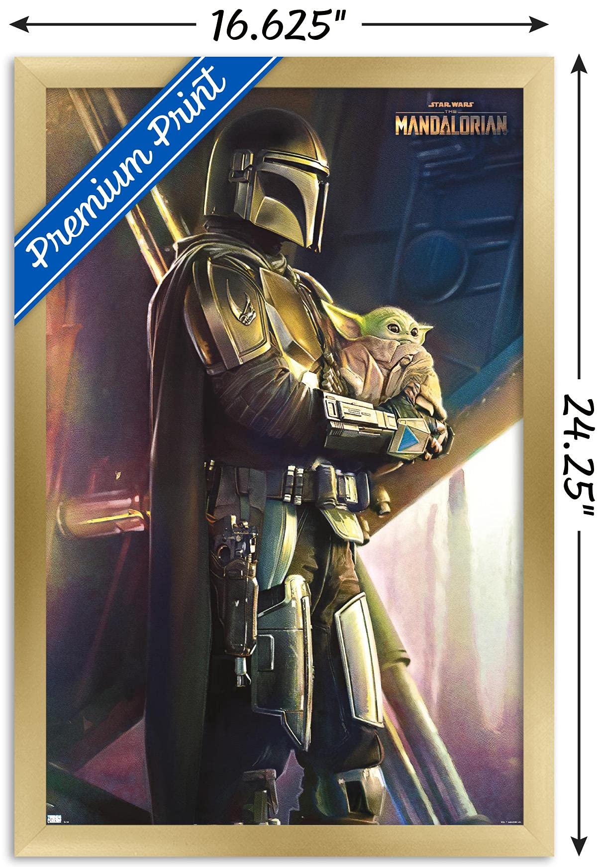 Trends International Star Wars: The Mandalorian - Held Wall Poster, 14.725'' X 22.375'', Gold Framed Version