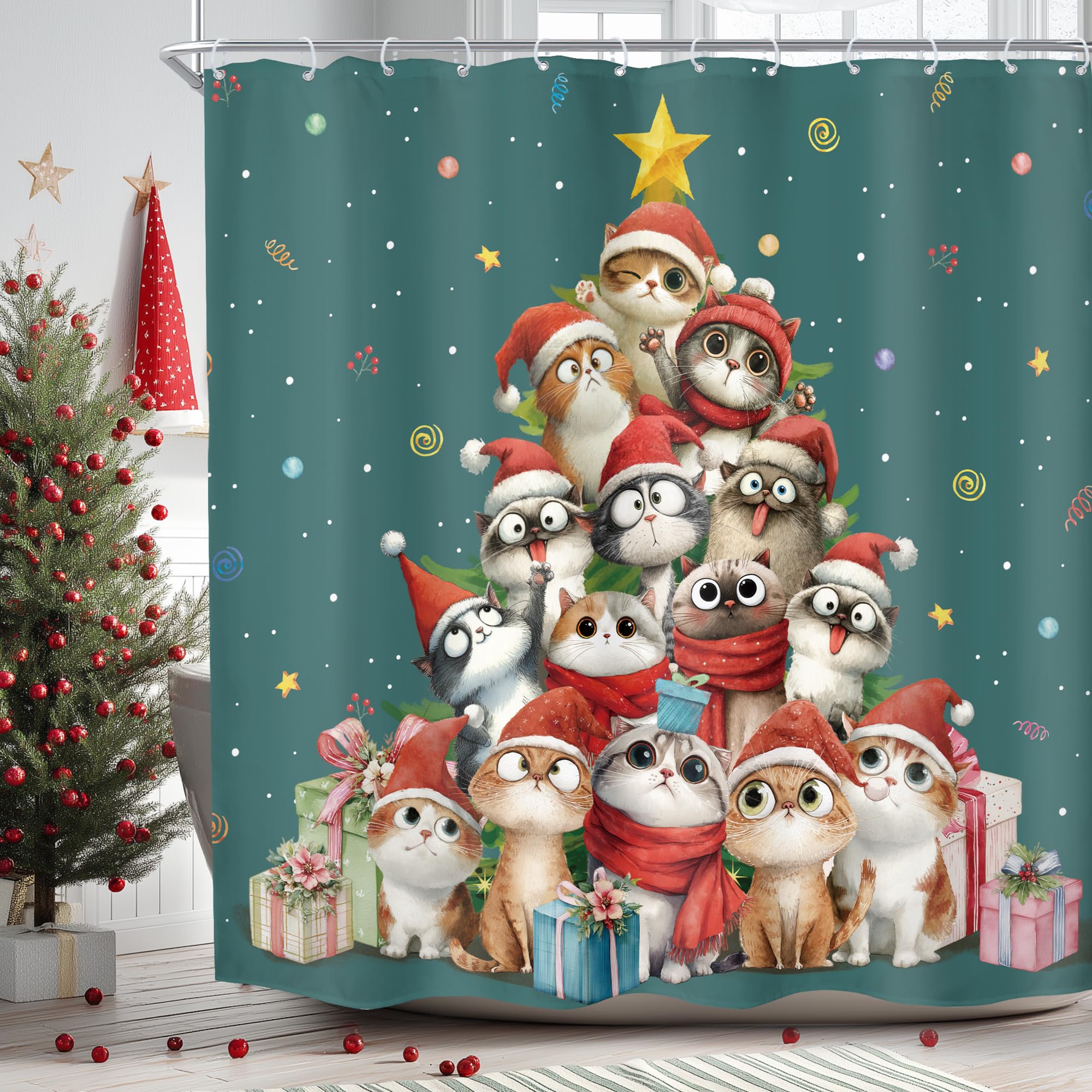 SVBright Cartoon Cute Dogs Shower Curtain 60Wx72L Inch Colorful Animals Playing Water Kids Lovely Funny Hilarious 12 Pack Hooks Polyester Waterproof Fabric Bathroom Bathtub Panels