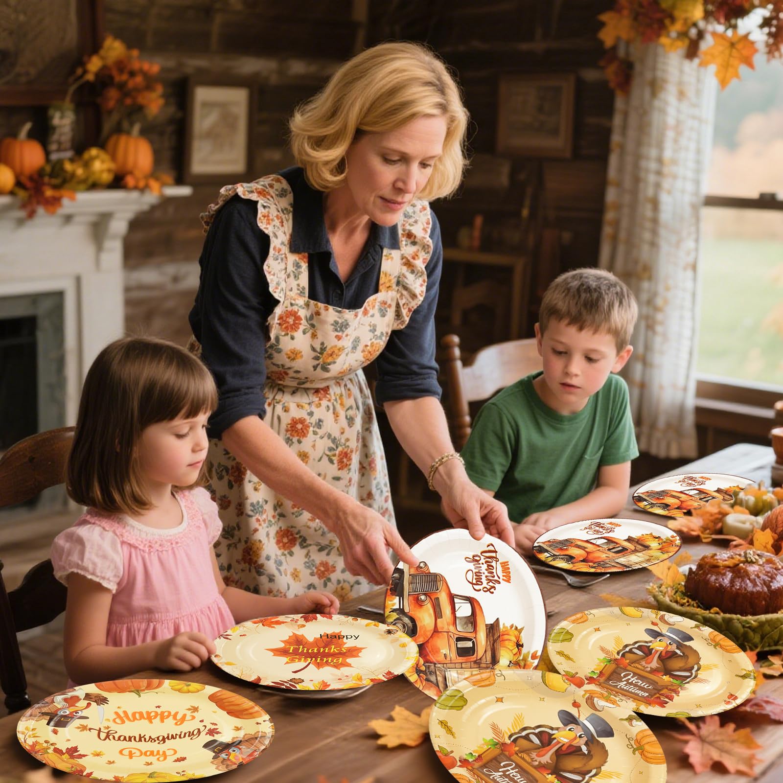 Oval Thanksgiving Plates-48 Count 12   x10    Oval Fall Heavy Duty Paper Plates Large Disposable Pumpkin Leaves Turkey Dinner Pl