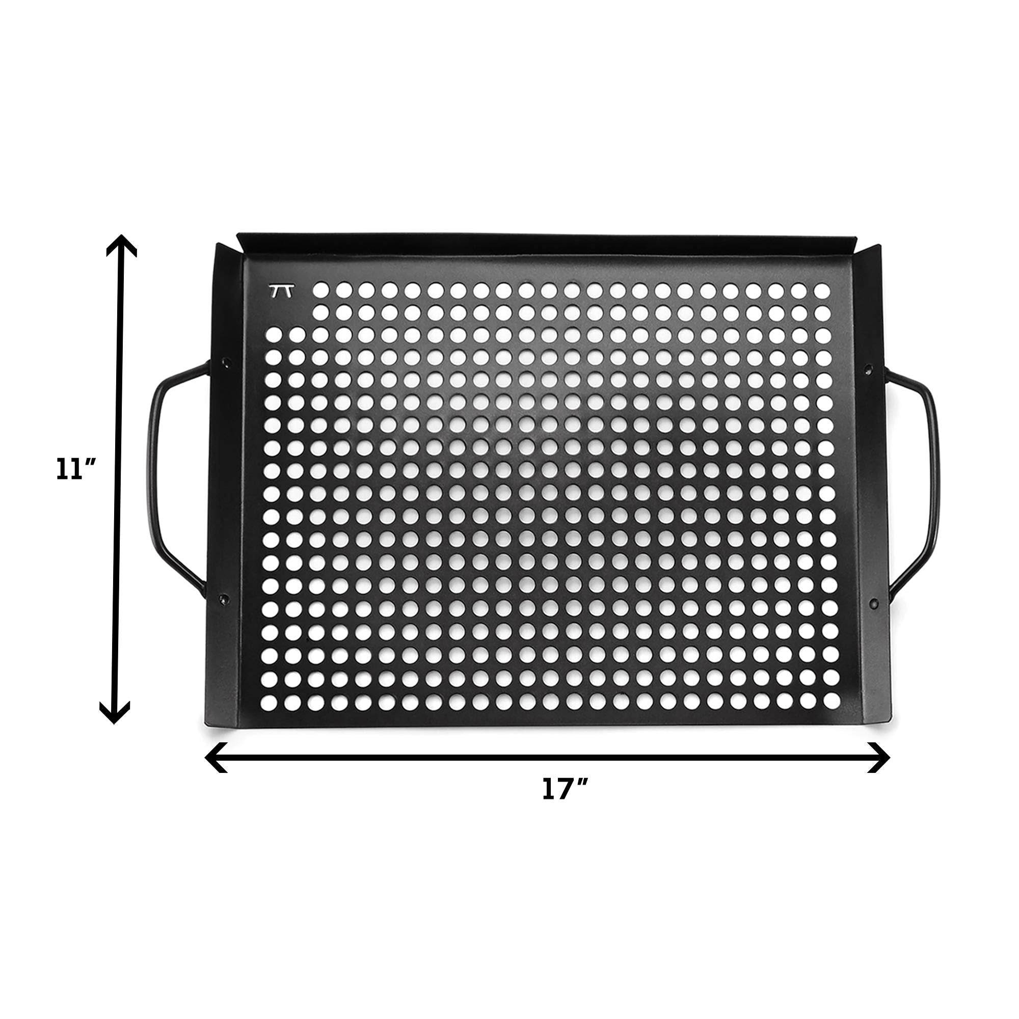 Outset Qd81, Non-Stick Grill Grid With Handles, Black, 17'' X 11''