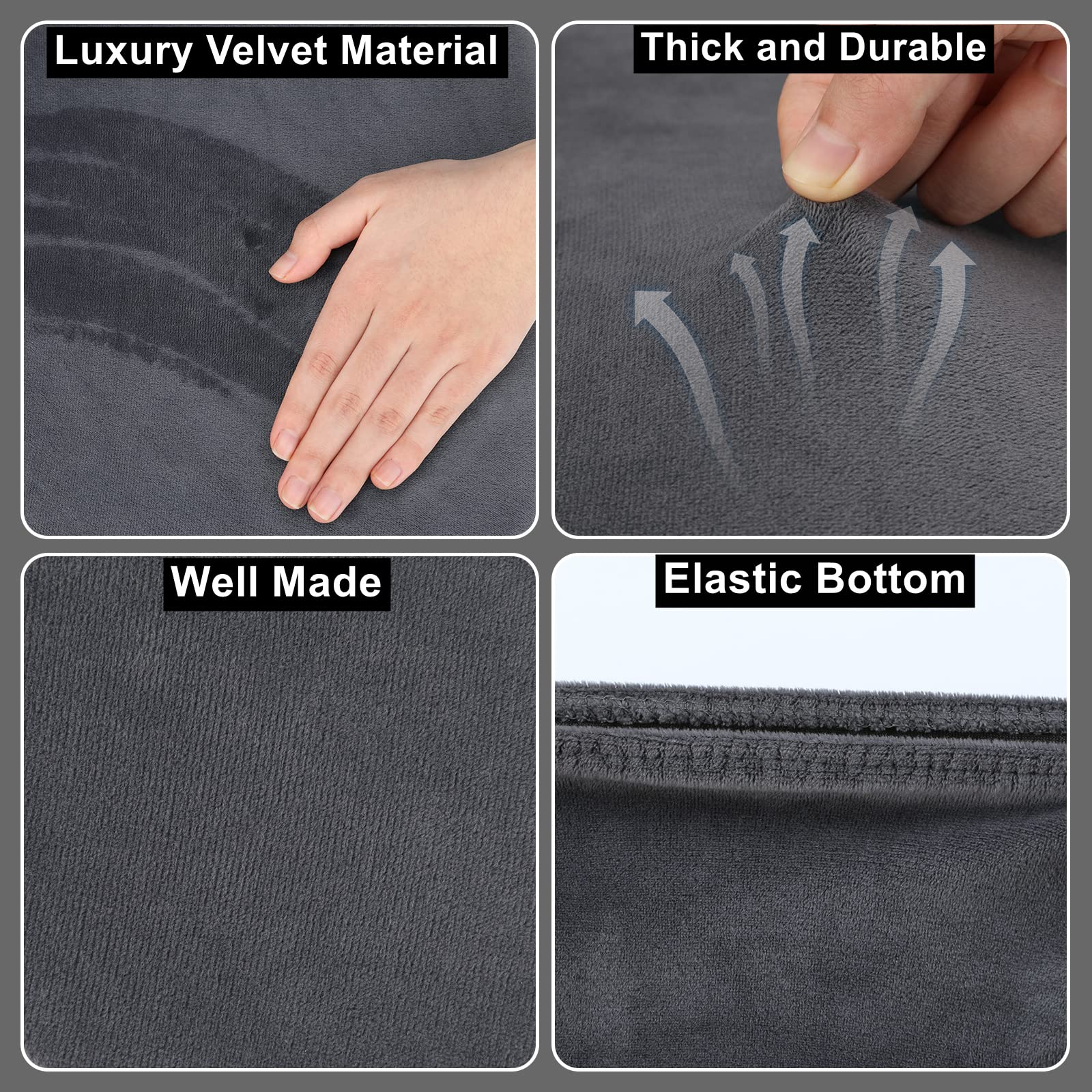AZHCHKE Stretch Velvet Toilet Lid Cover and Toilet Tank Lid Cover  Bathroom Super Soft Toilet Lid Cover Set Luxury Velvet Plush  with Elastic Bottom  Machine Wash  Dark Grey