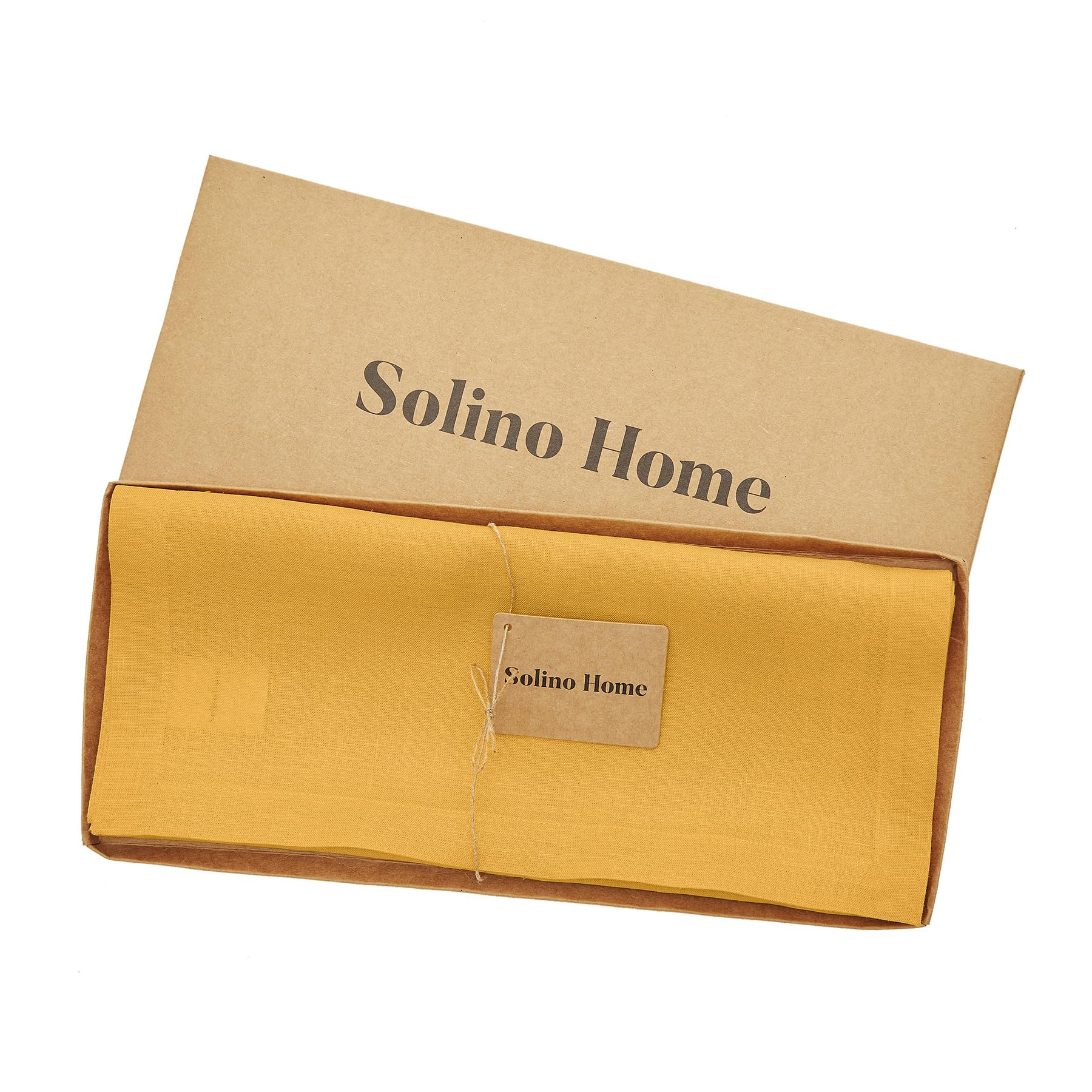 Solino Home Linen Tangerine Yellow Table Runner 108 Inches Long - Fete, 100% Pure Linen Dining Table Runner 14 X 108 Inch Ideal