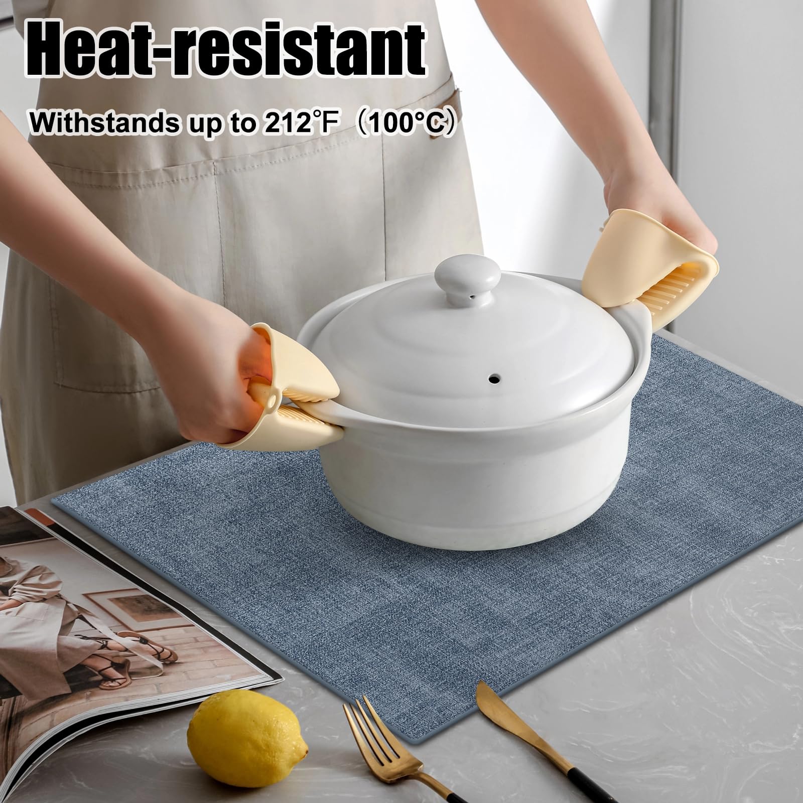 Homaxy Faux Leather Heat Resistant Placemats For Dining Table Set Of 4, Waterproof Wipeable Washable Pu Table Mats, Easy To Clea