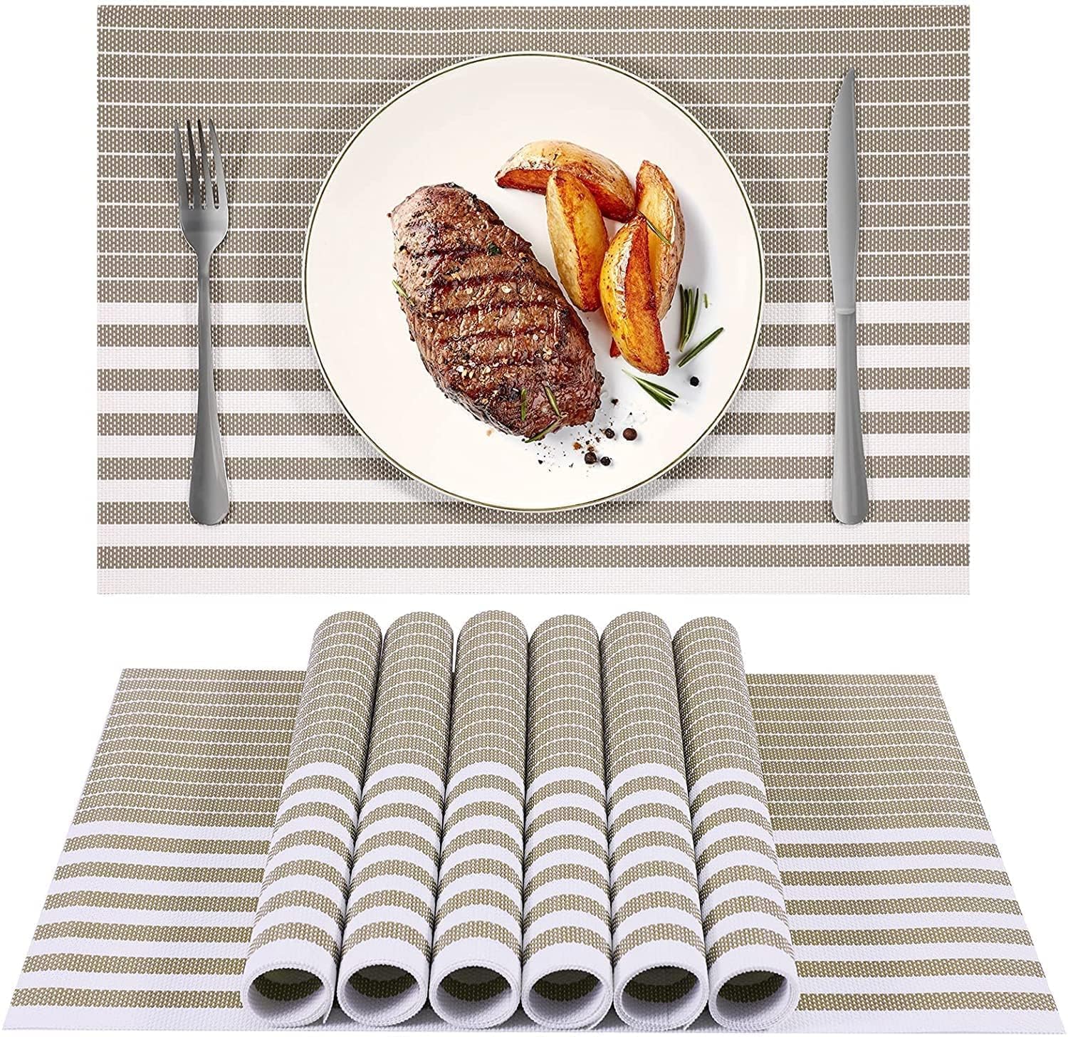 Dining Table Mats Set of 6 Placemats Table Mat PVC Material NonSlip Heat Resistant Dining Table Place Mats Washable AntiSkid M