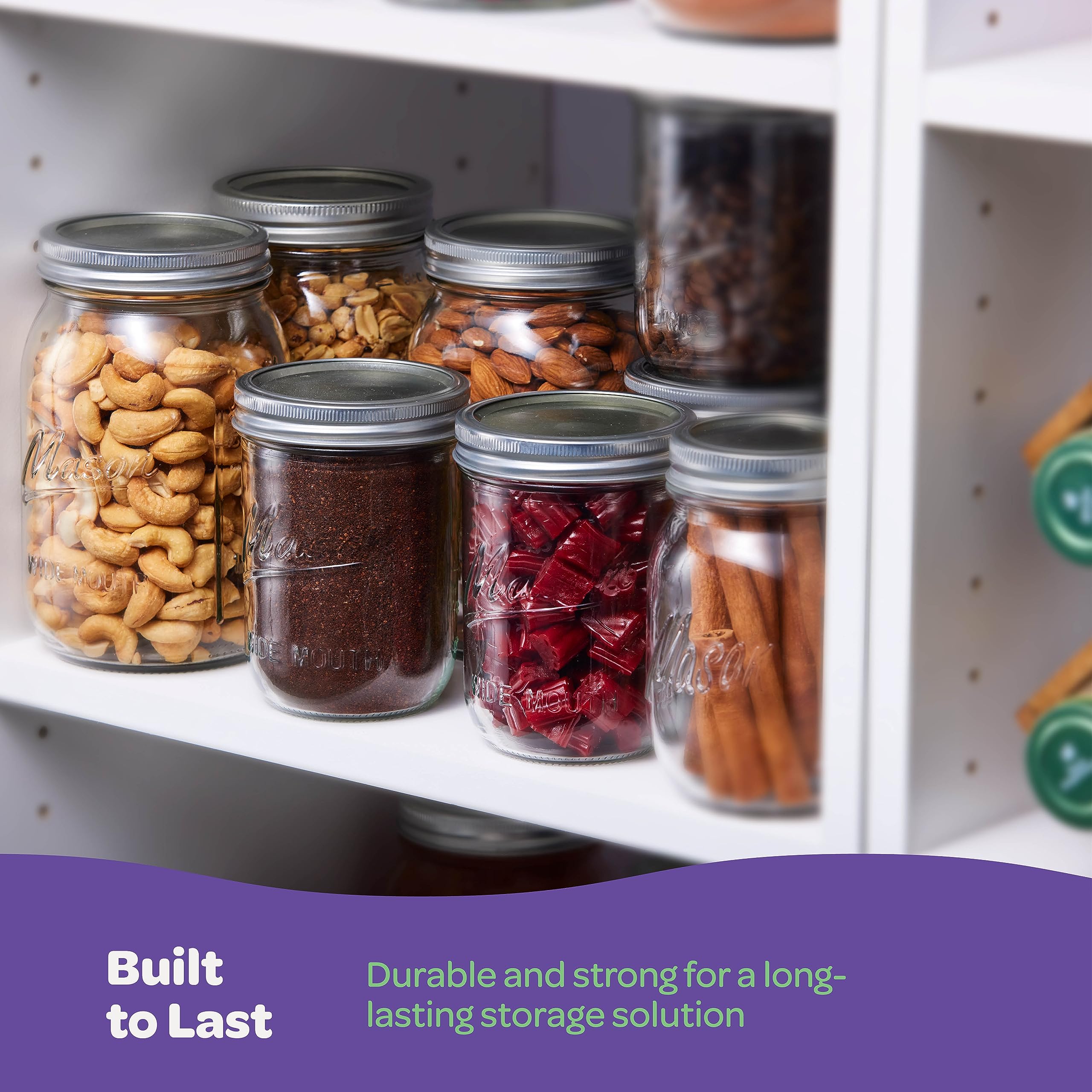 Sewanta Wide Mouth Mason Jars 32 Oz [6 Pack] With Mason Jar Lids And Bands, Mason Jars 32 Oz - For Canning, Fermenting, Pickling