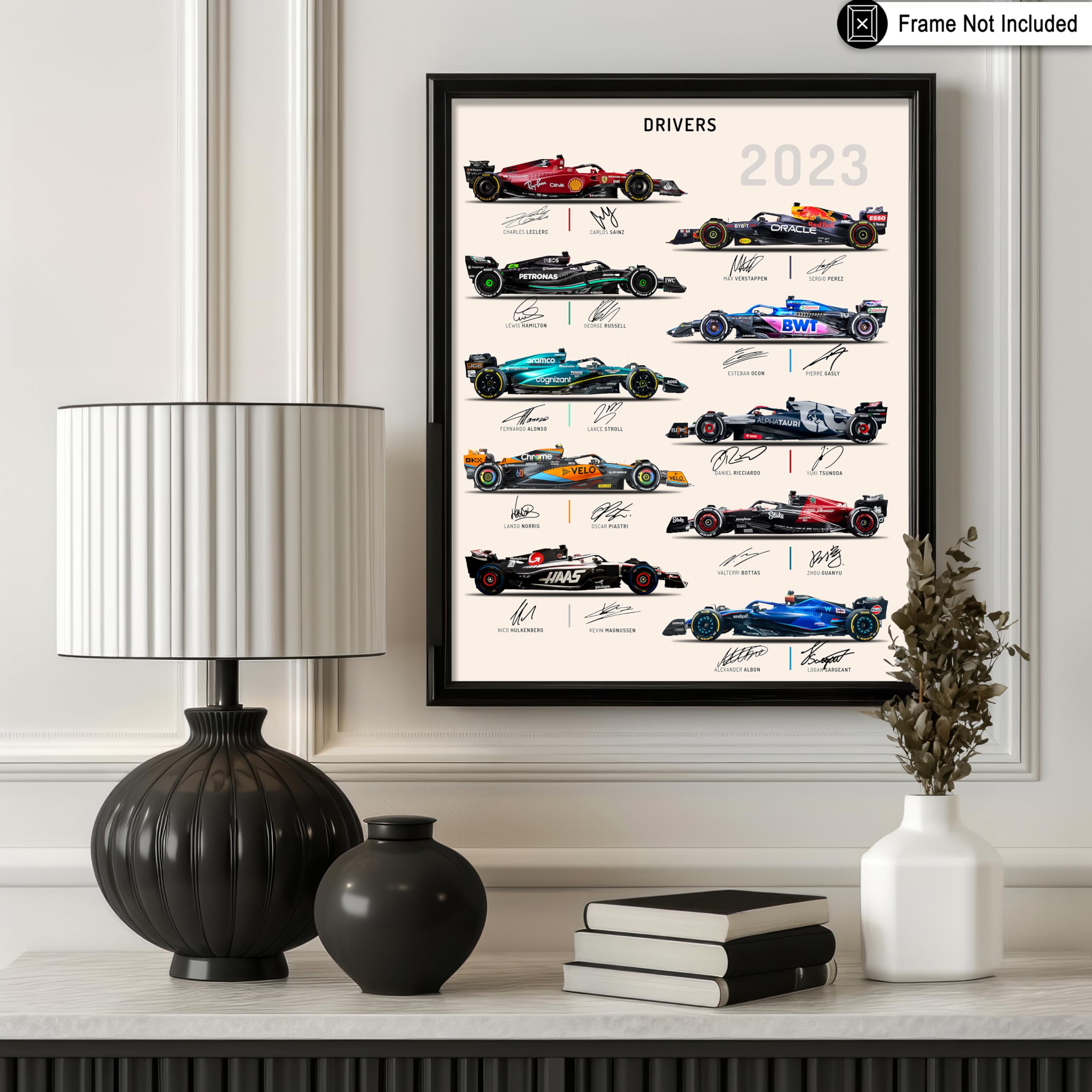 Poster Master Race Car Drivers Poster - Cars & Drivers Signatures Print - Sports Art - Car Racing Art - Gift For Him, Her & Car