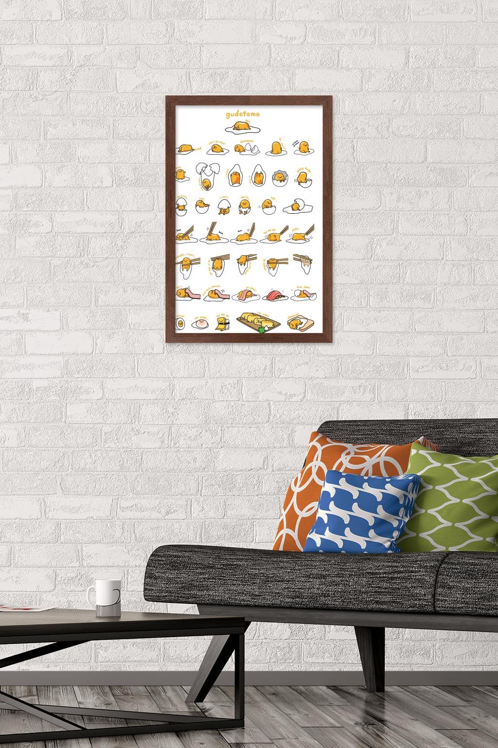 Trends International Gudetama - Grid Wall Poster, 14.725'' X 22.375'', Mahogany Framed Version