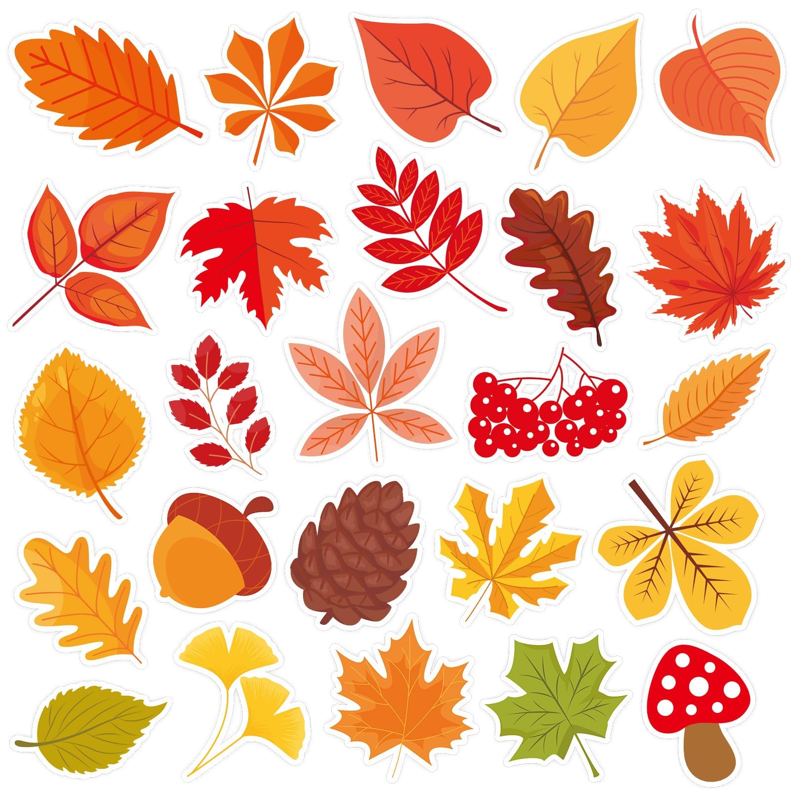 MARFOREVER 50 PCS Thanksgiving Day Gel Window Clings Stickers Reusable Fall Leaves Thick Gel Clings Decals for Autumn Kids Toddl