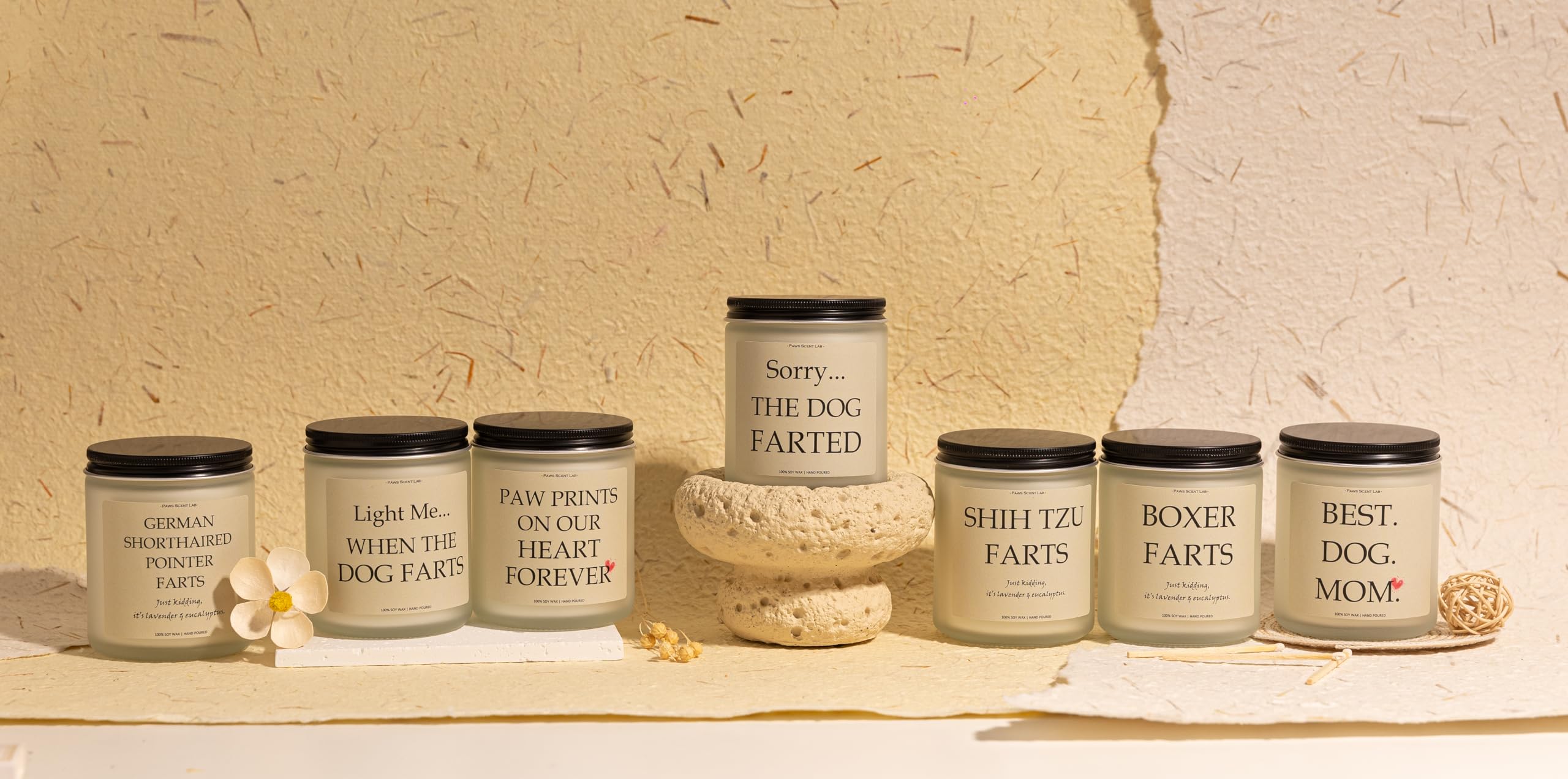 Paw Prints On Our Heart Forever Candle, Dog Memorial Gifts for Loss,Loss of Dog Sympathy Gift, Pet Memorial Gifts for Dogs - Lav