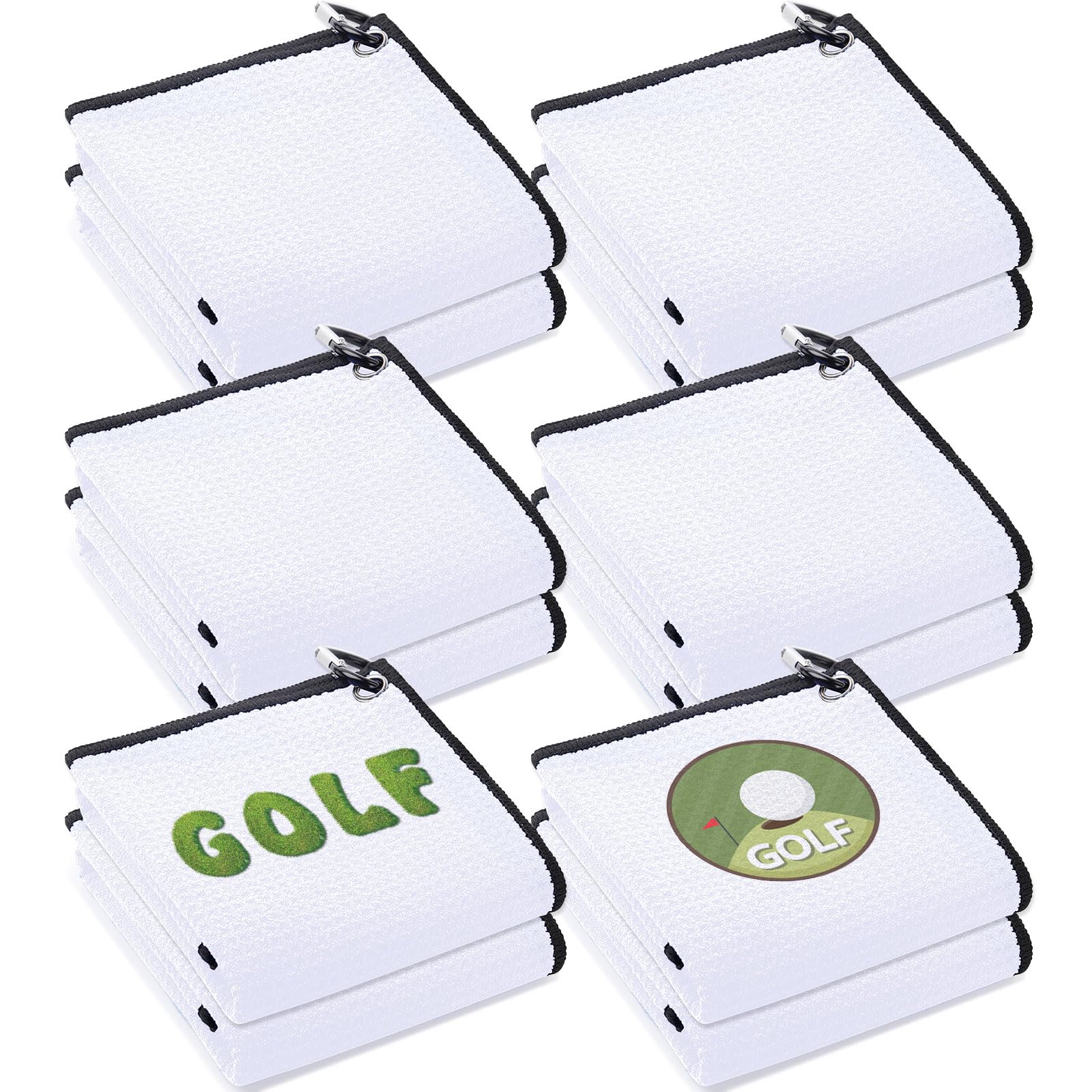 Batiyeer Golf Towel Bulk for Golf Bags Microfiber Fabric Towel with Clip Waffle Pattern, Fitness, Camping, Hiking, Yoga (White,1