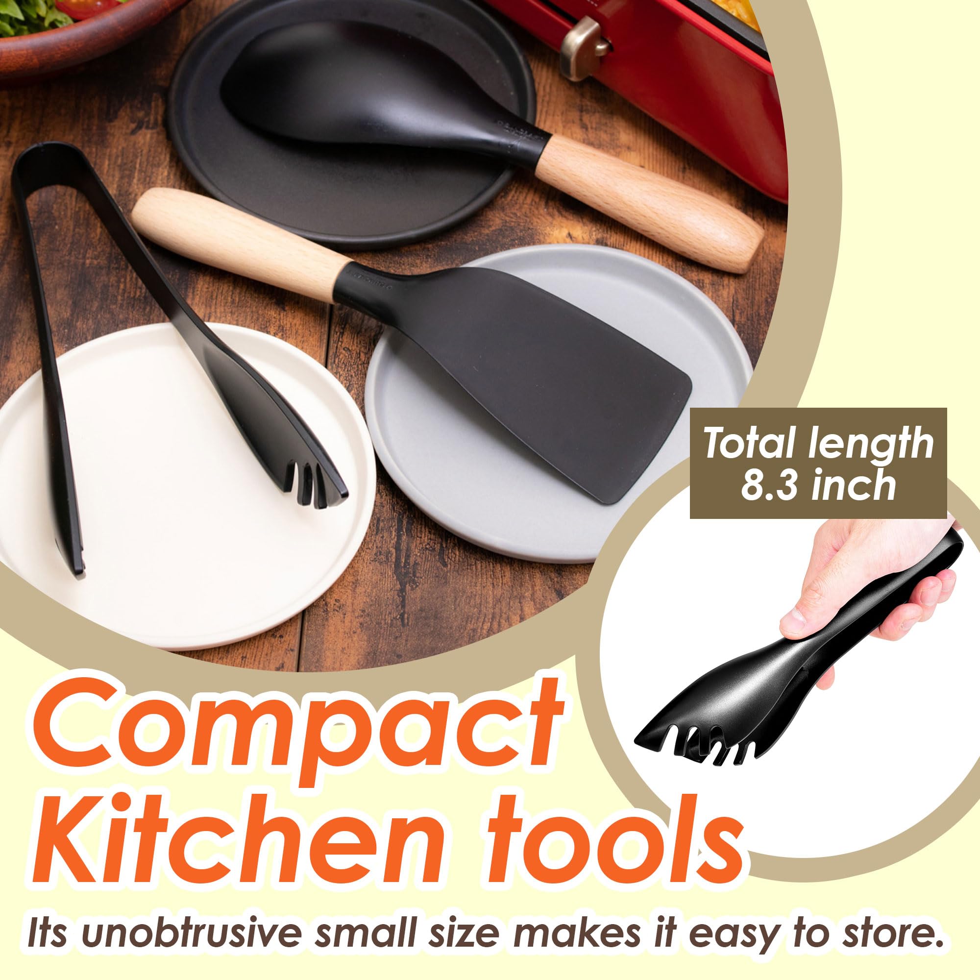 Seki Japan Stylish Kitchen Tool, Flexible Non Stick Heat Resistant Nylon Food Tong, Cooking Serving Pasta Tongs, For Spaghetti,