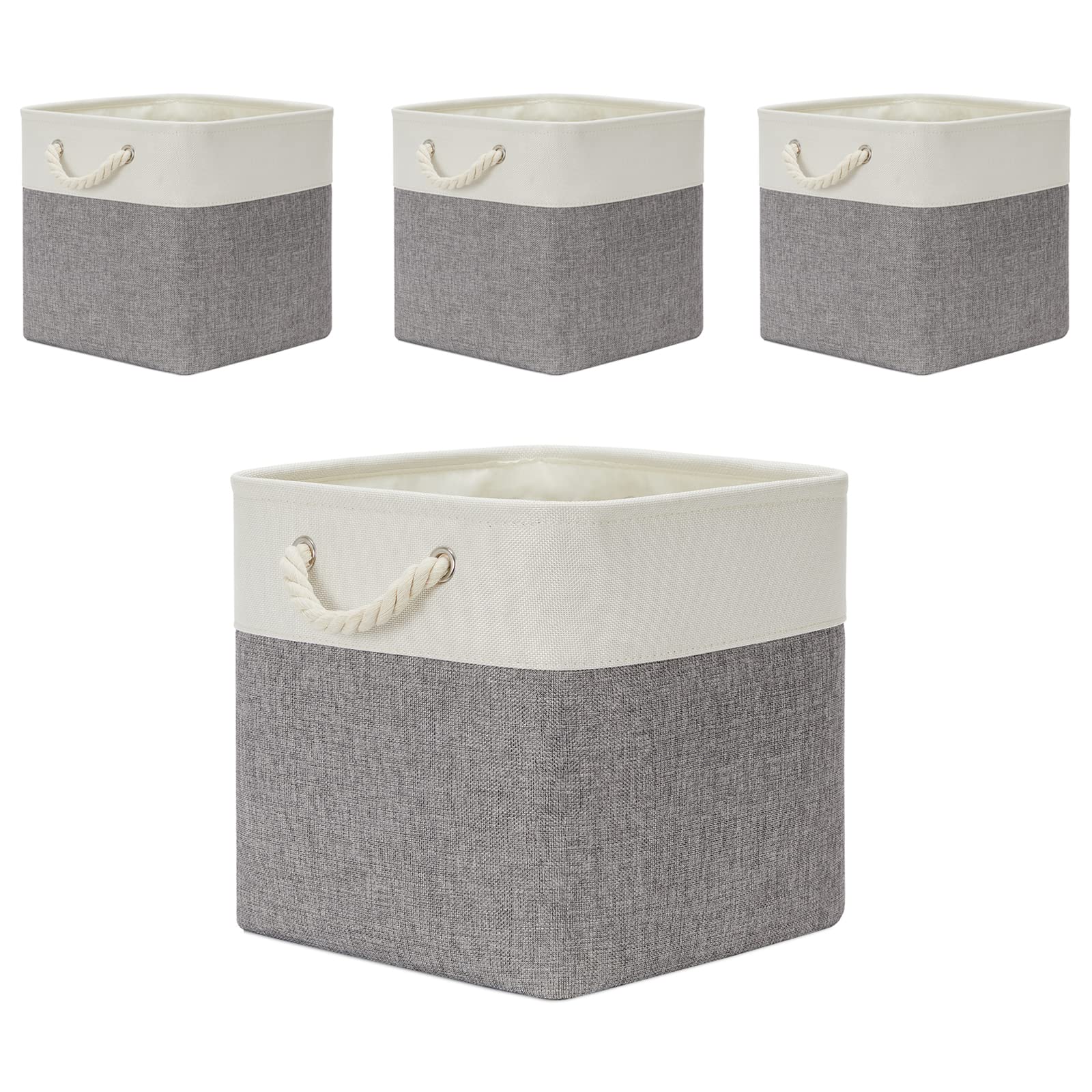 Temary Fabric Baskets 13 Inch Cube Storage Baskets With Rope Handle, Storage Cube Bins Clothes Basket For Gift, Large Storage Ba