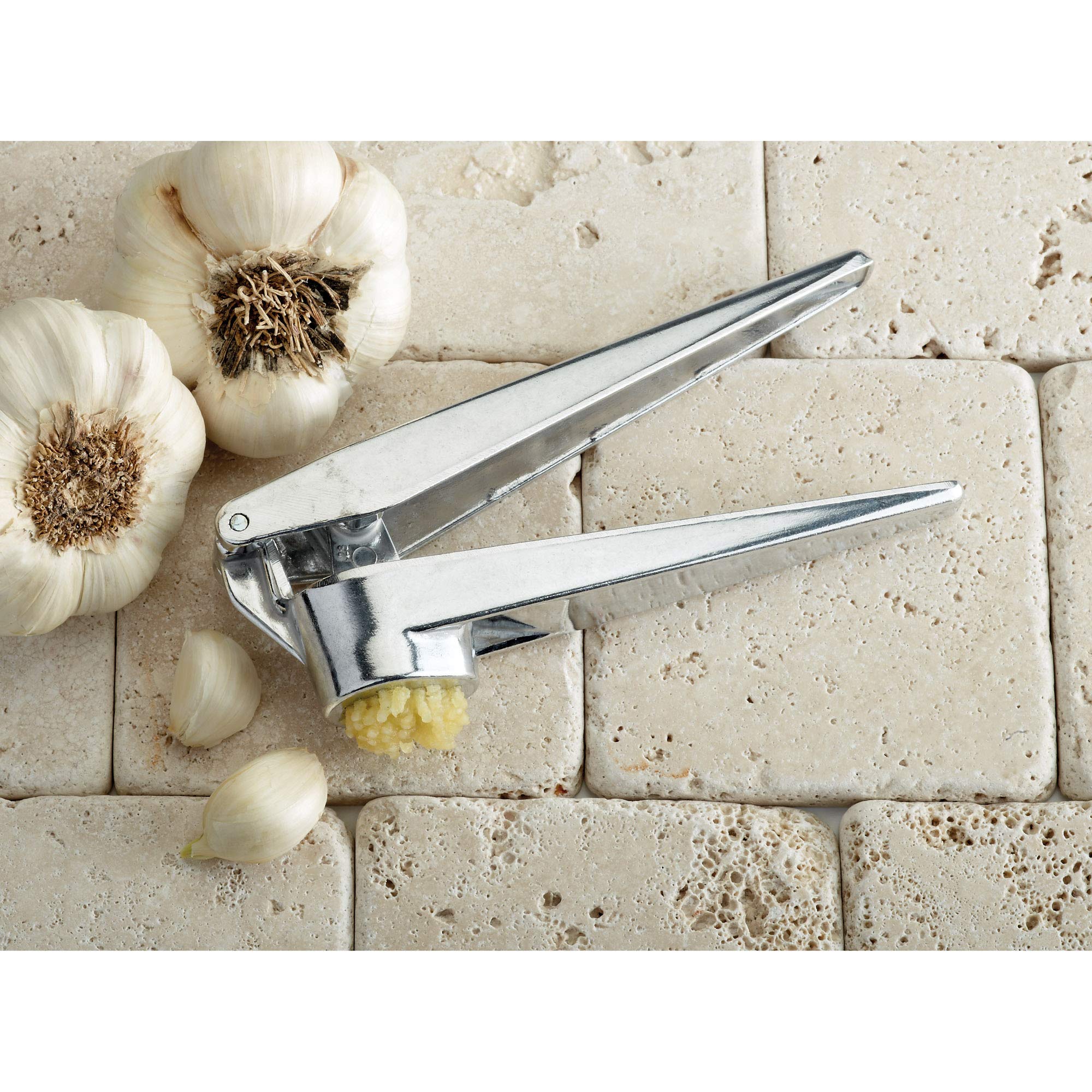 Fante's Garlic Press - Self-Cleaning Aluminum, 6.25 x 1-Inch, Model 43670, No-Peel Design