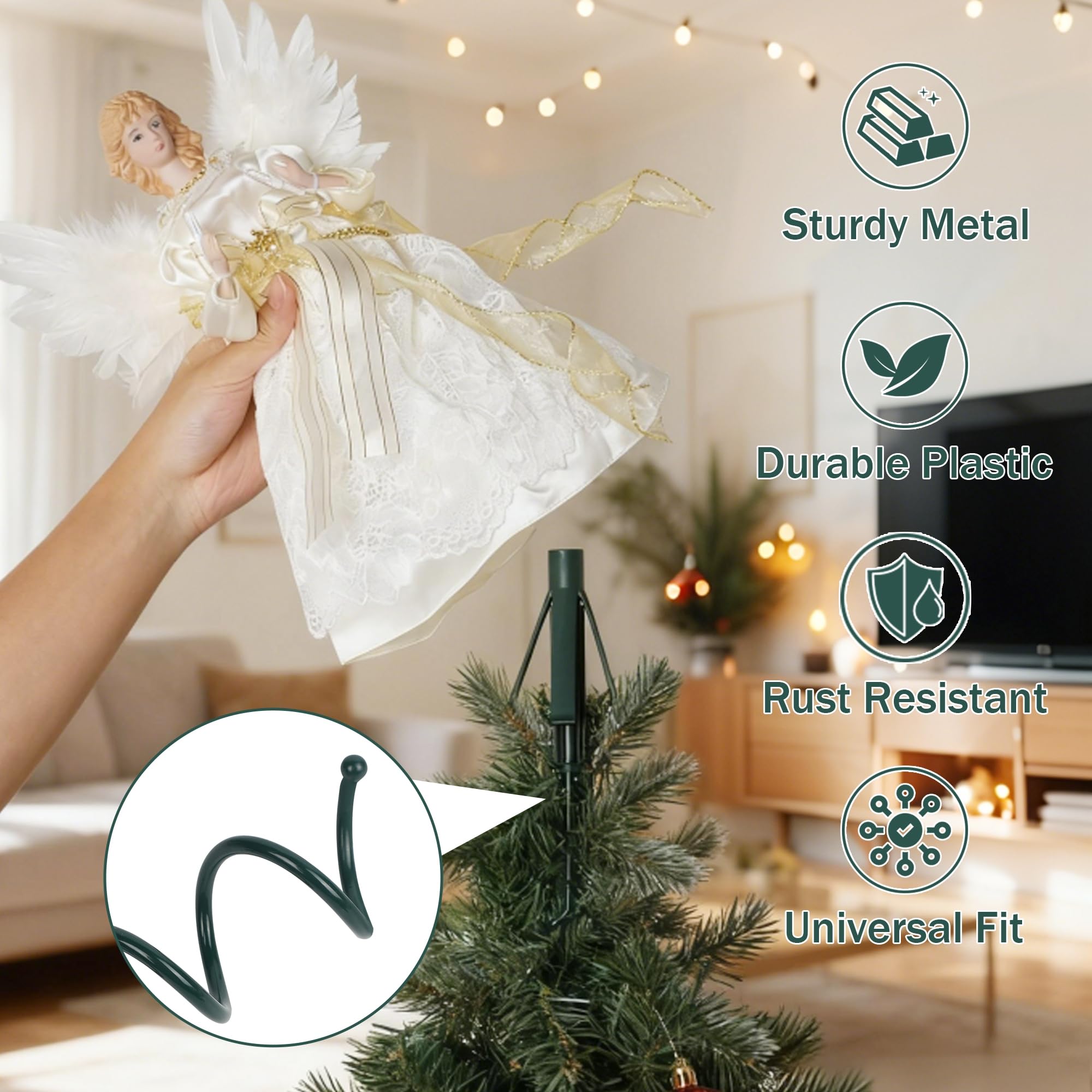 FORUP Christmas Tree Topper Holder, Versatile 3-in-1 Tree Topper Stabilizer for Most Treetop Ornaments, Fits Tree Center Poles u