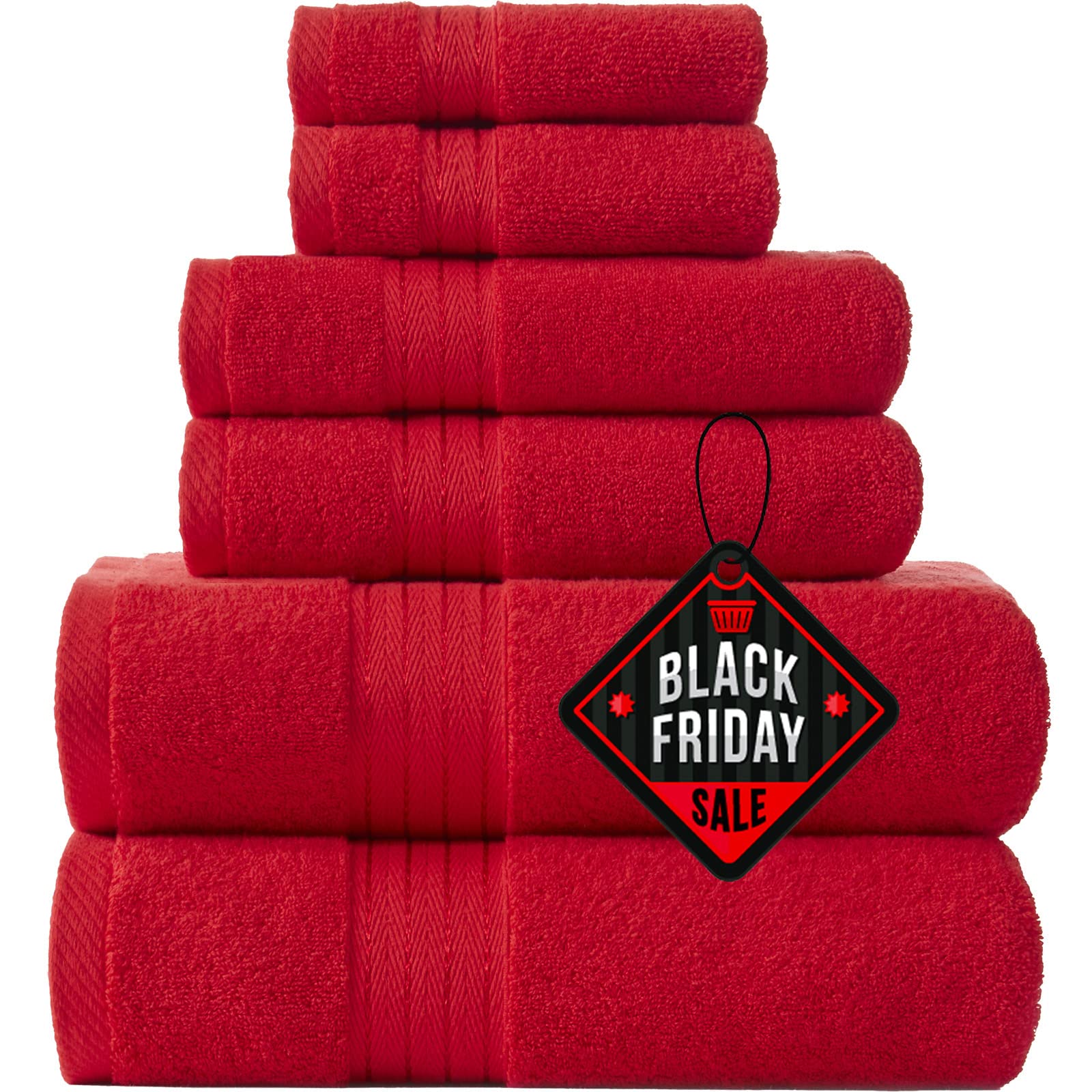 Cozyart Red Bath Towels Set For Bathroom Soft Absorbent Durable 650 Gsm Turkish Cotton Towel Set Of 6, 2 Large Bath Towels, 2 Ha