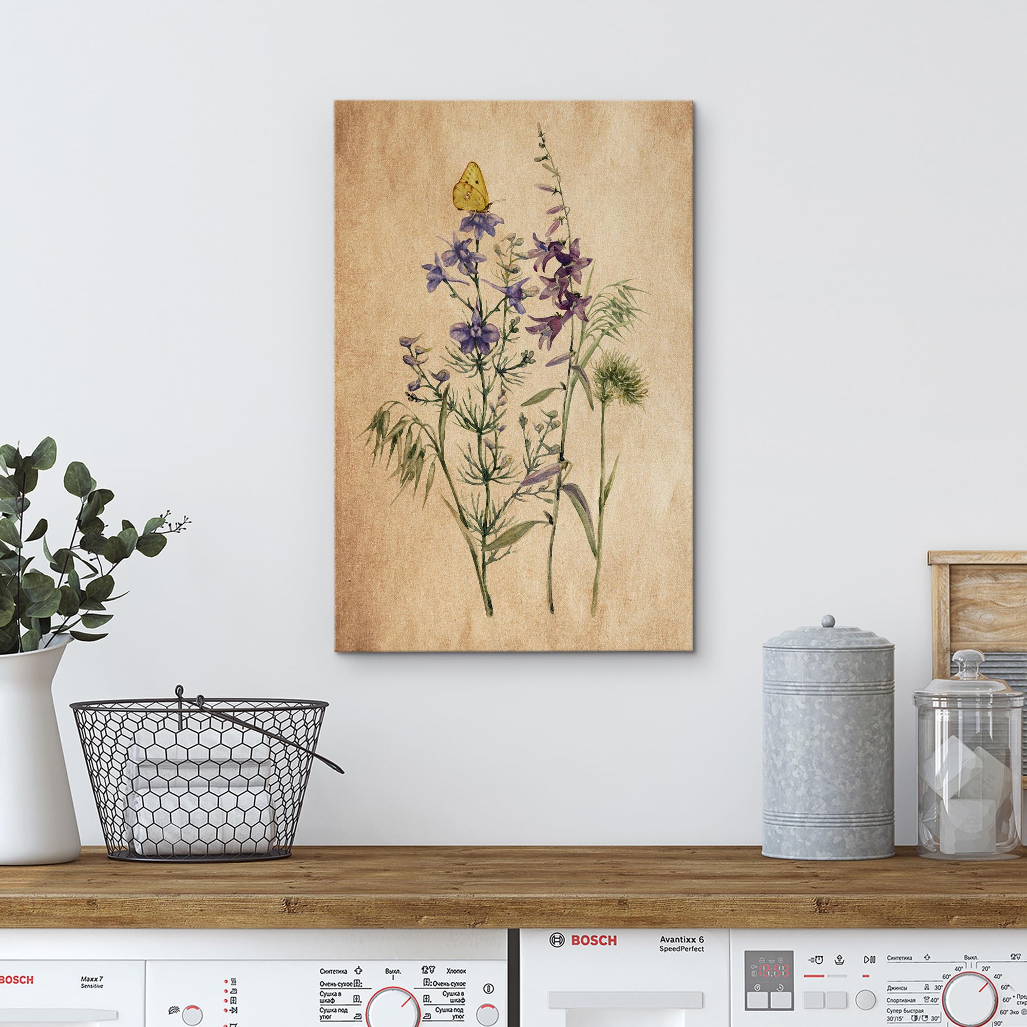 Wall26 Canvas Print Wall Art Antique Lavender Blue Wildflowers Nature Wilderness Illustrations Modern Art Botanical Floral Farmh