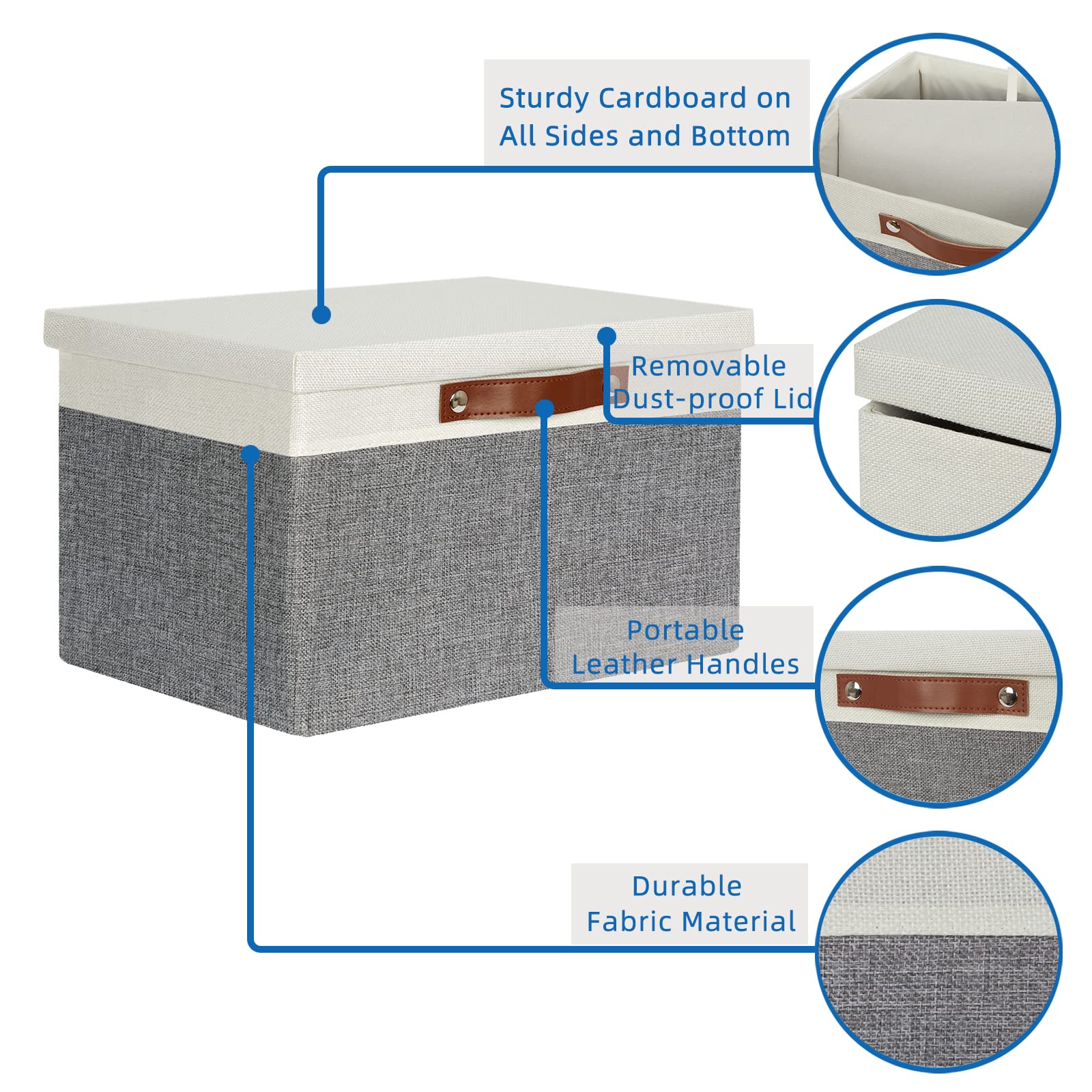 Temary Collapsible Storage Bins Storage Boxes With Lid, 2 Pack Storage Baskets With Lid Decorative Storage Clothes, Organizer Bi