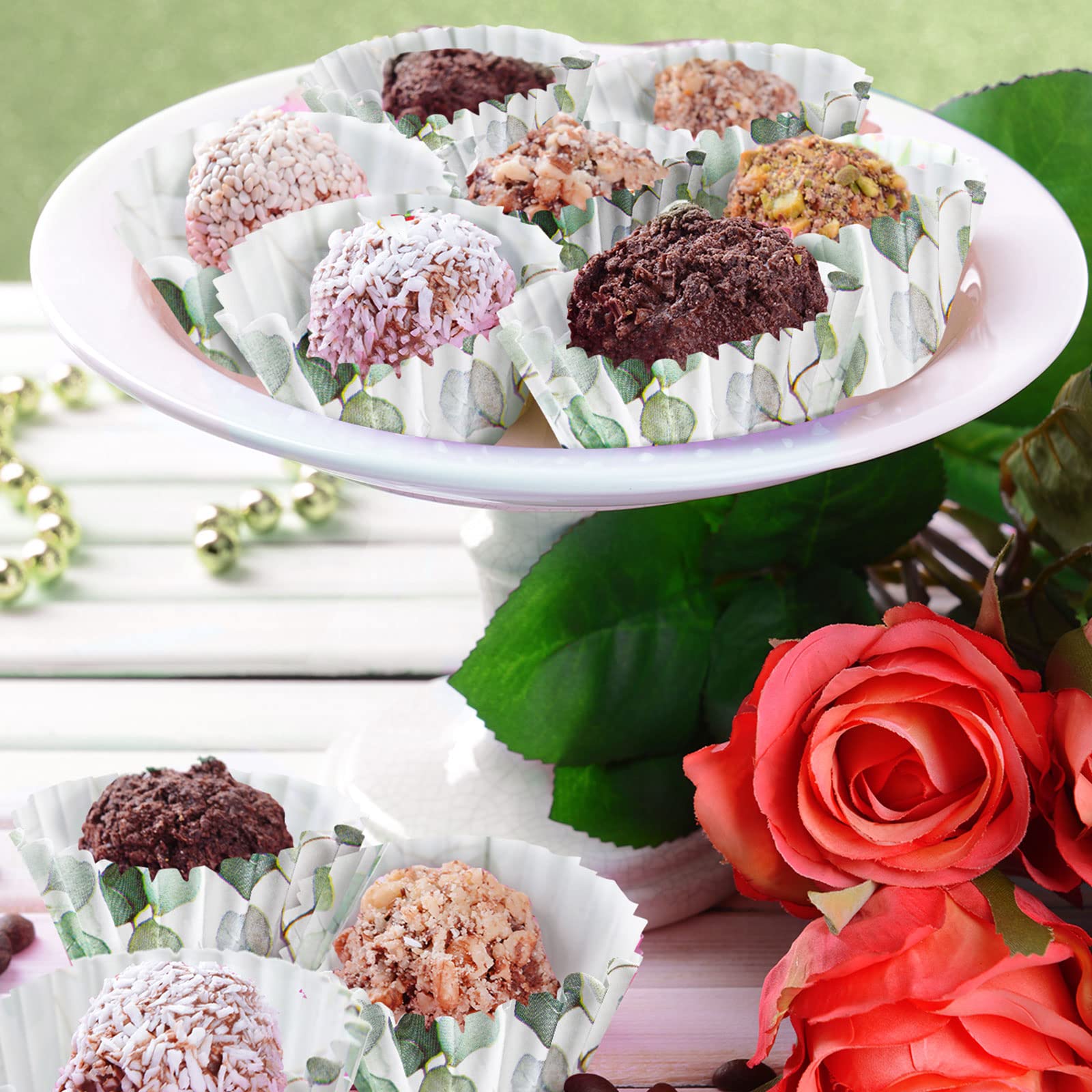 600 Count Green Mini Cupcake Wrappers Liners For Baking Greenery Eucalyptus Cupcake Liners Mini Baby Shower Cupcake Baking Rusti