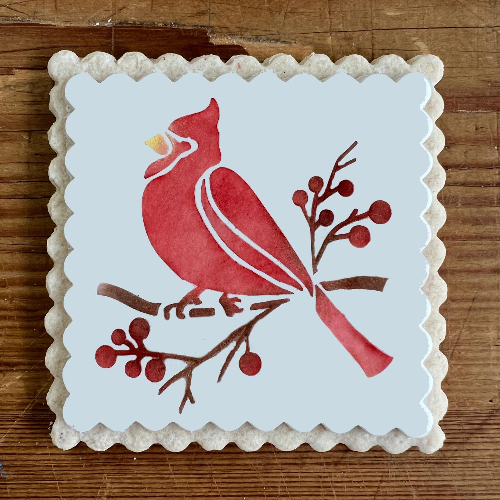 Cardinals On Branch Cookie And Craft Stencil | Bird Painting Stencil | Bird Tree Branches Stencil | Bird Painting Templates For