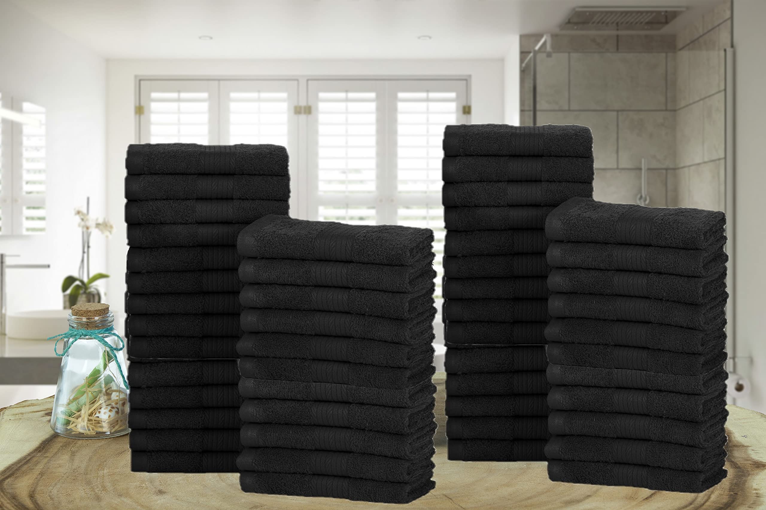 Ample Decor Wash Cloths Pack Of 50 12 X 12 Inch 100% Cotton 600 Gsm, Soft Absorbent,Machine Washable Face Towels, Oeko Tex Certi