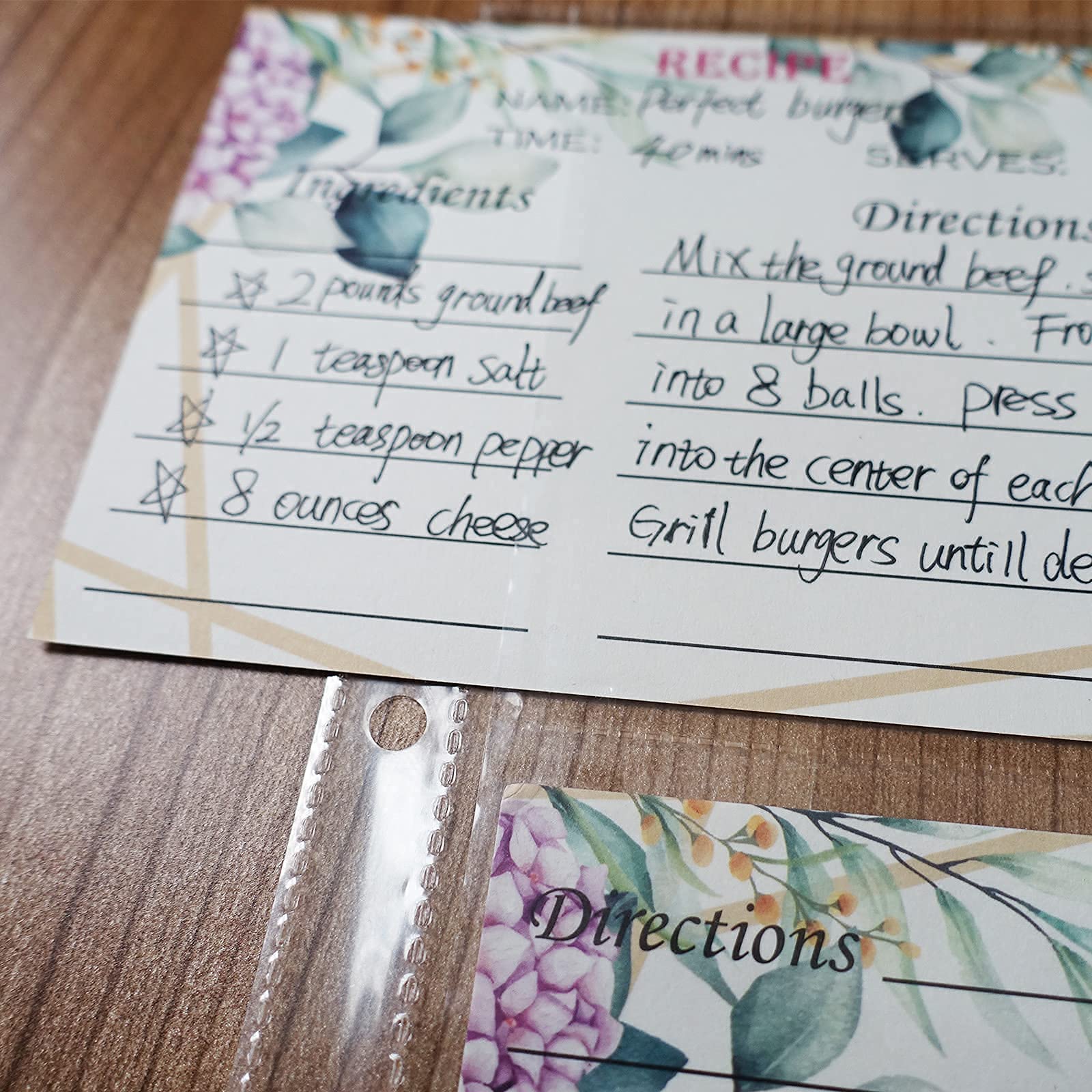 Tutata Mini Recipe Card Page Protectors - 4x6 Inch Sleeves for 3-Ring Binders, 50 PCS, Half-page Mini Binder Sheets