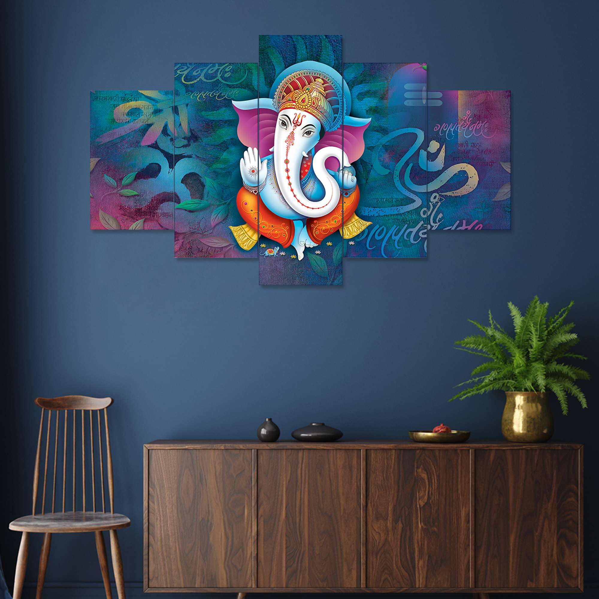 Kusshal Craft Set Of Five Mdf Framed 3D Wall Painting For Home Decoration, Big Size Painting For Living Room, Bedroom (17X30 Inc