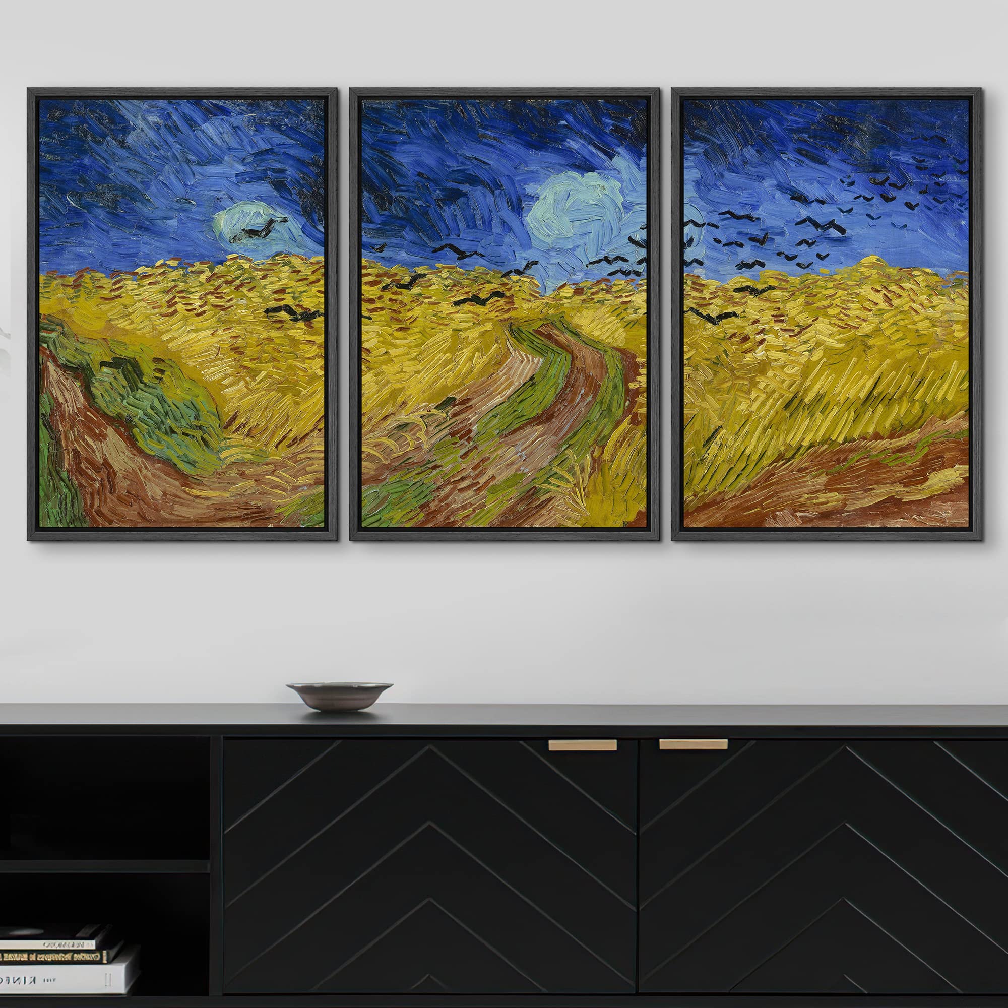 Wall26 Framed Canvas Print Wall Art Set Wheat Field With Crows By Vincent Van Gogh Nature Wilderness Illustrations Fine Art Rela