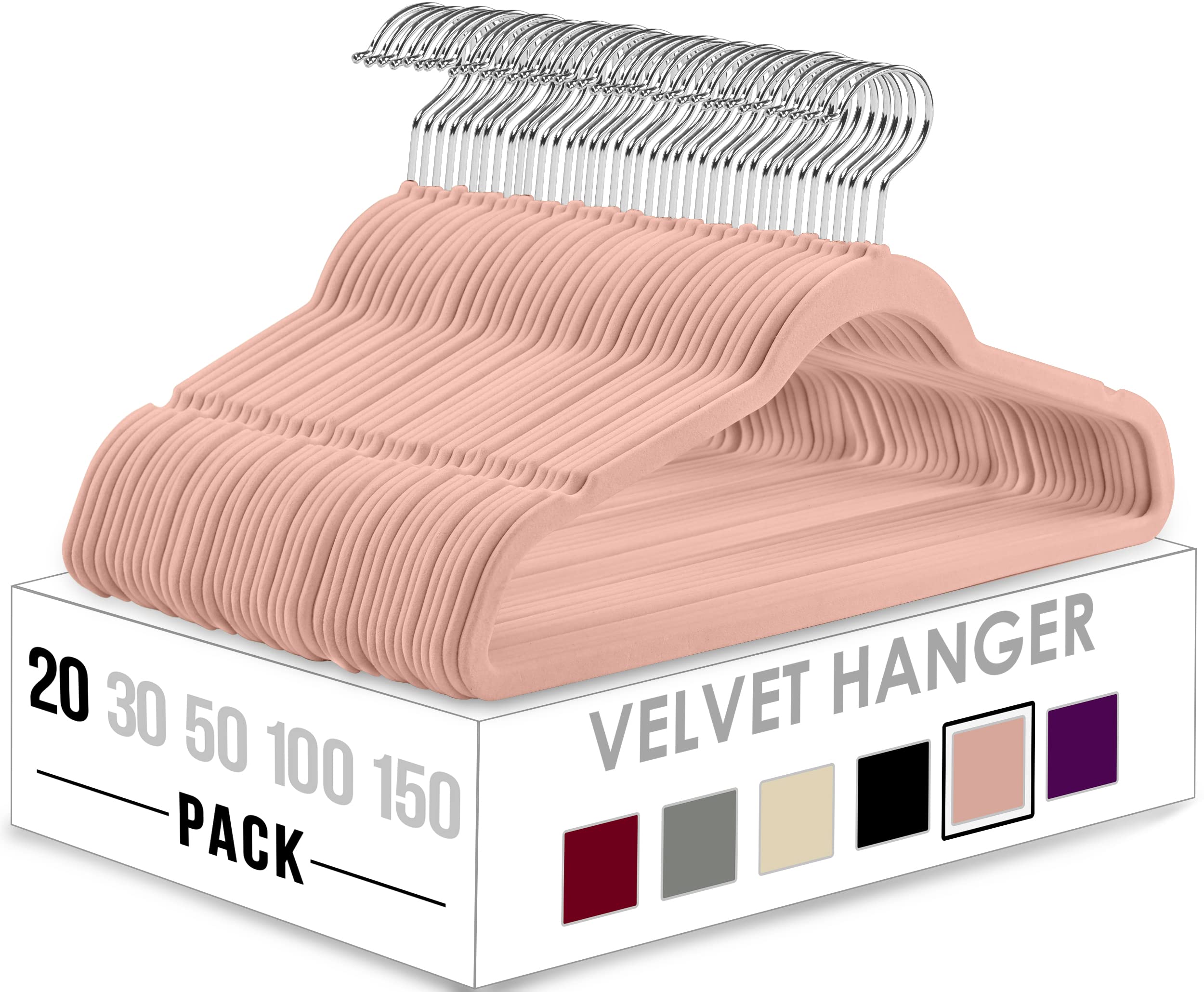 Utopia Home Velvet Hangers 20 Pack - Non-Slip Clothes Hangers - Pink Hangers - Suit Hangers With 360 Degree Rotatable Hook - Hea
