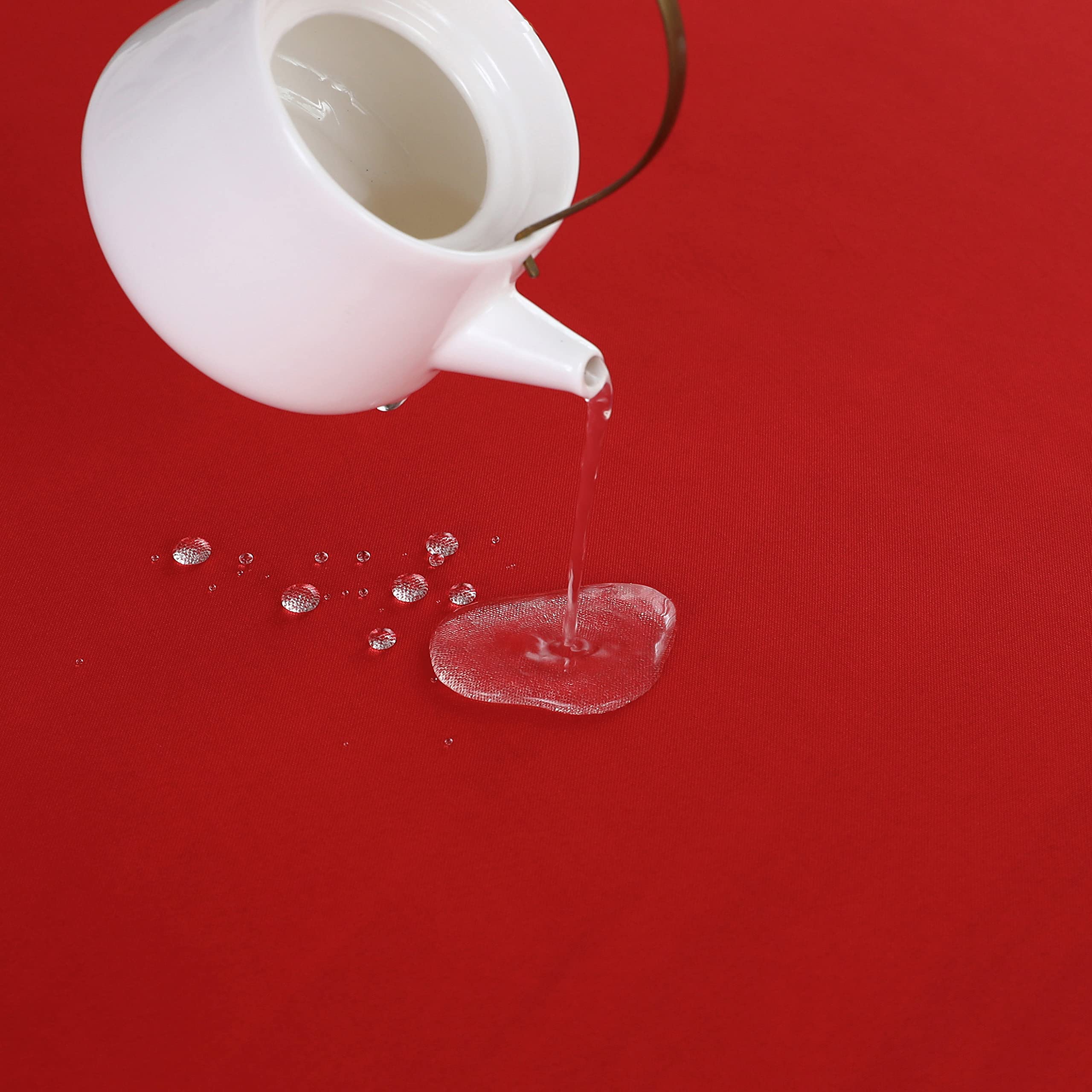 Folins&Home Red Round Tablecloth 60 Inch Waterproof Heavy Duty Wrinkle Free Polyester Fabric Table Cloth, Spillproof Washable Ta