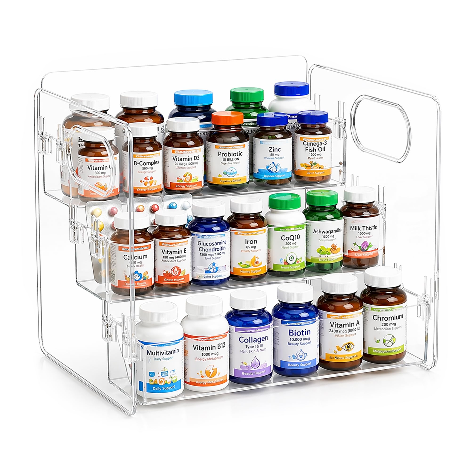 3 Tiers Vitamin Storage Organizer, Medicine Cabinet Organizer
