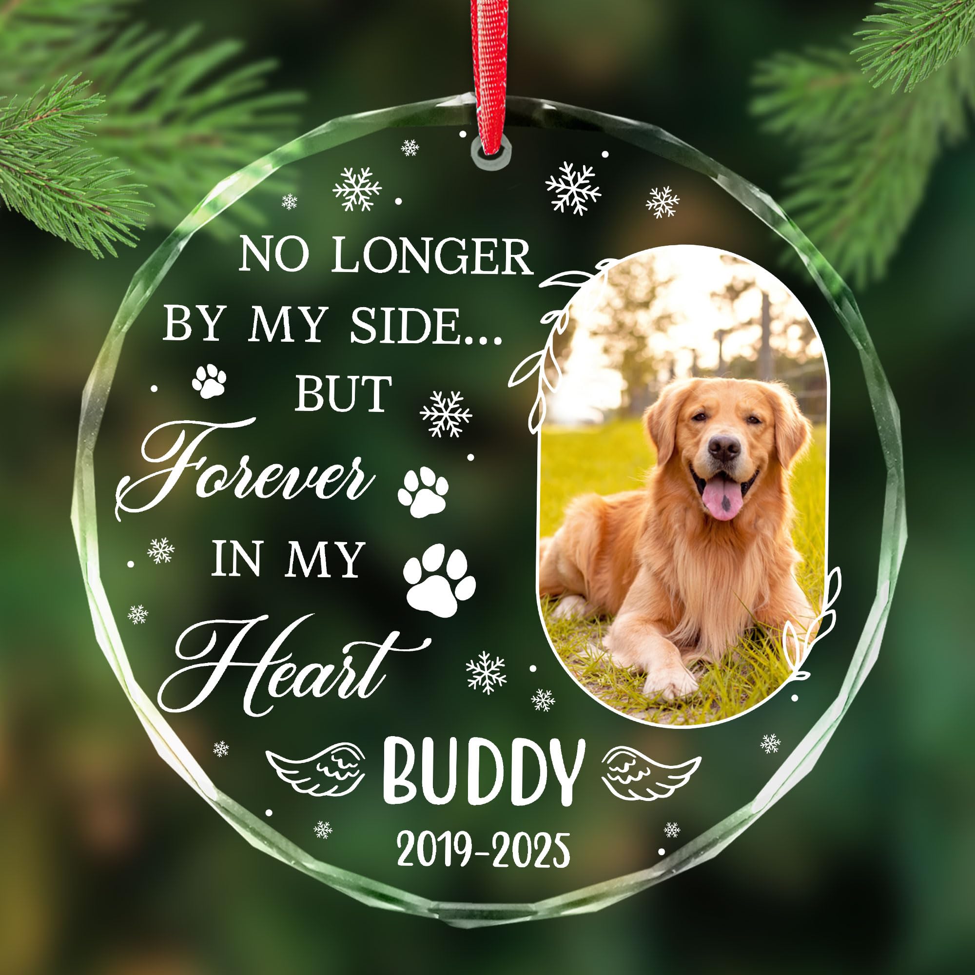 Dog Photo Christmas Ornaments Personalized 2025 - Pet Memorial Picture Ornament - Dog Loss, in Memory, Pet Remembrance Gifts - N