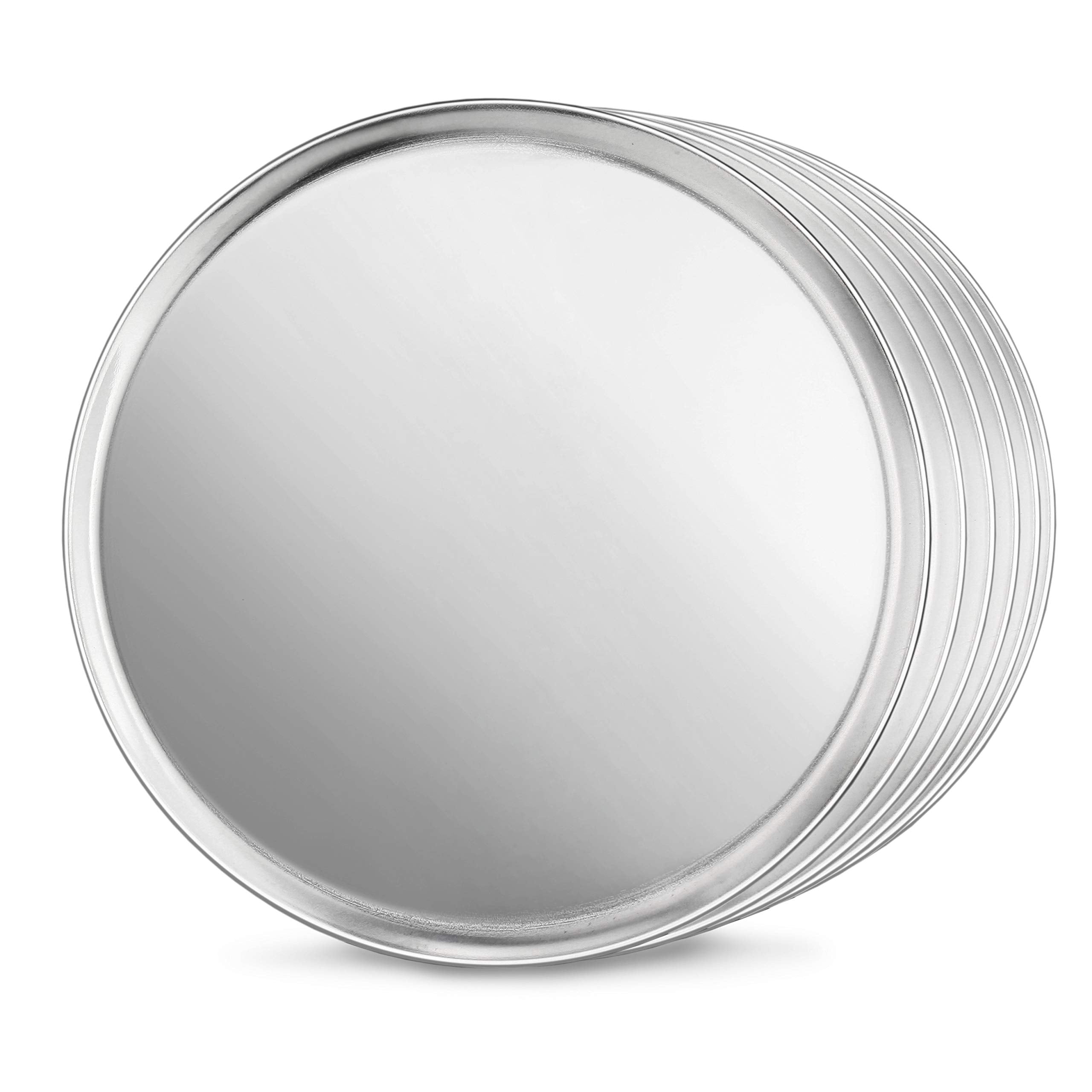 New Star Foodservice 51032 Restaurant-Grade Aluminum Pizza Pan, Baking Tray, Coupe Style, 14-Inch, Pack of 6