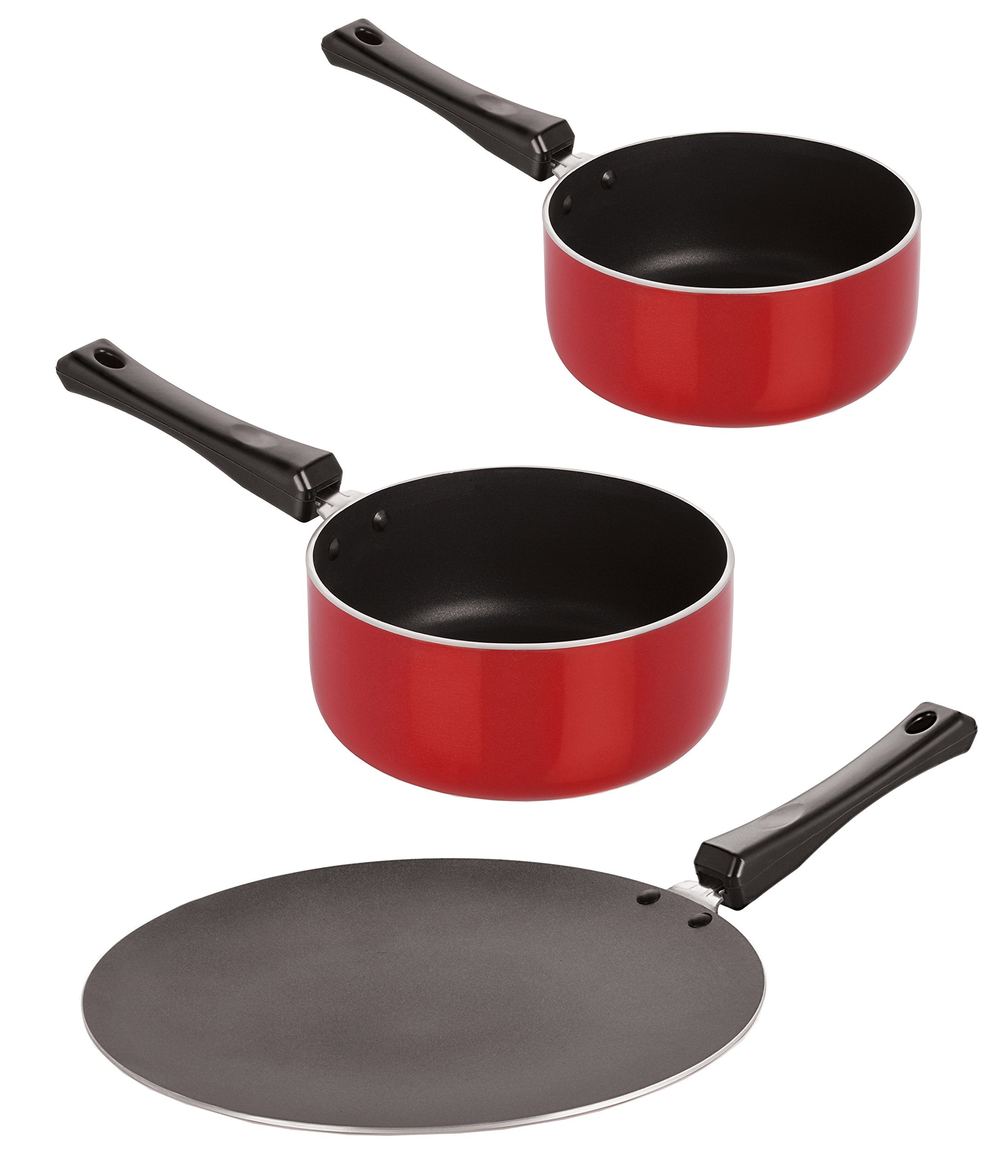 Nirlon 3 Layer NonStick Aluminium Pot And Pan Combo Kitchen Cooking Essnetial Set, 2.6Mm_Ct12_Sp(M)_Sp(B)