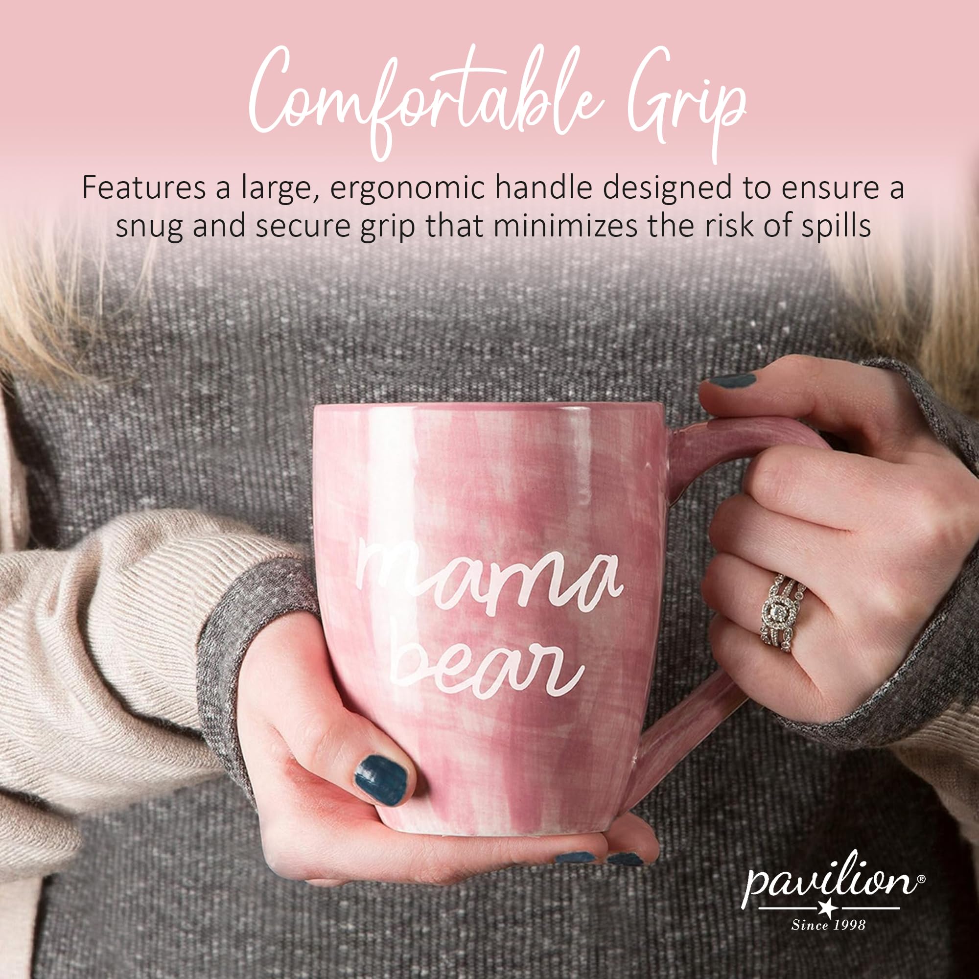 Pavilion Large Ceramic Coffee Mug With ''Mama Bear'' Text Design, Microwave & Dishwasher Compatible, Tall Coffee Or Tea Cups For