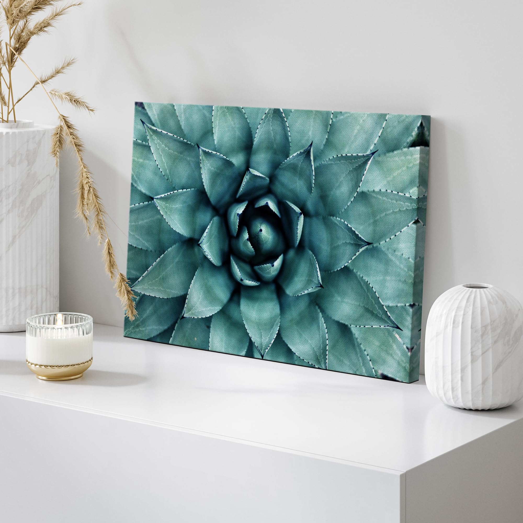 Wall26 Canvas Print Wall Art Closeup Of Teal Rose Succulent Floral Plants Photography Realism Rustic Scenic Colorful Multicolor