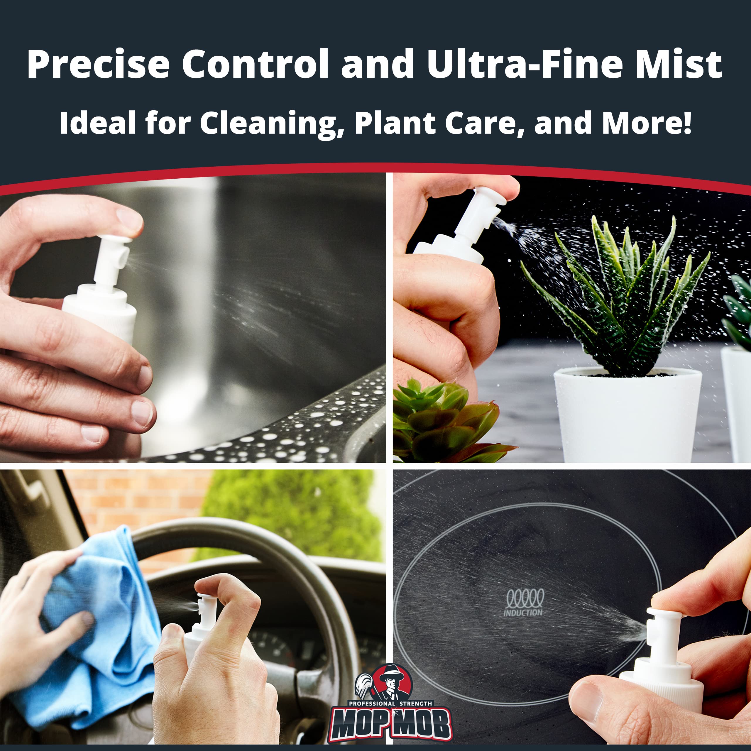 Leak Proof Fine Mist Spray Head 6 Pk. Plunger Sprayer Replacement Cap For Large Bottles, Bpa-Free 24/410 Thread Fingertip Pump M