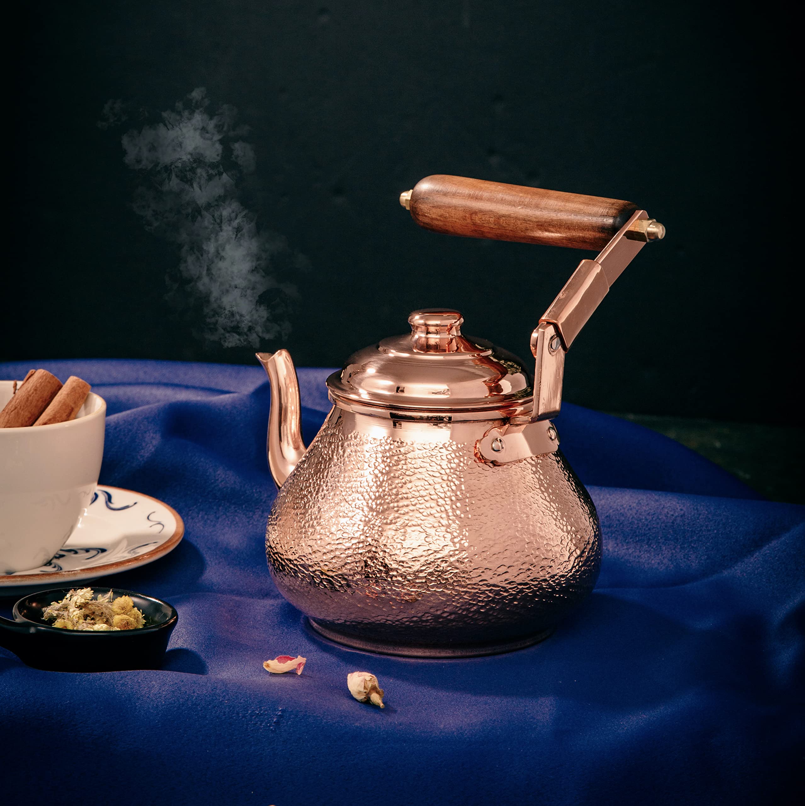 DEMMEX Copper Teapot - 1mm Thick Handmade Stovetop Kettle, 0.9 Qt (3 Cups), Food Safe, Perfect for Tea Lovers