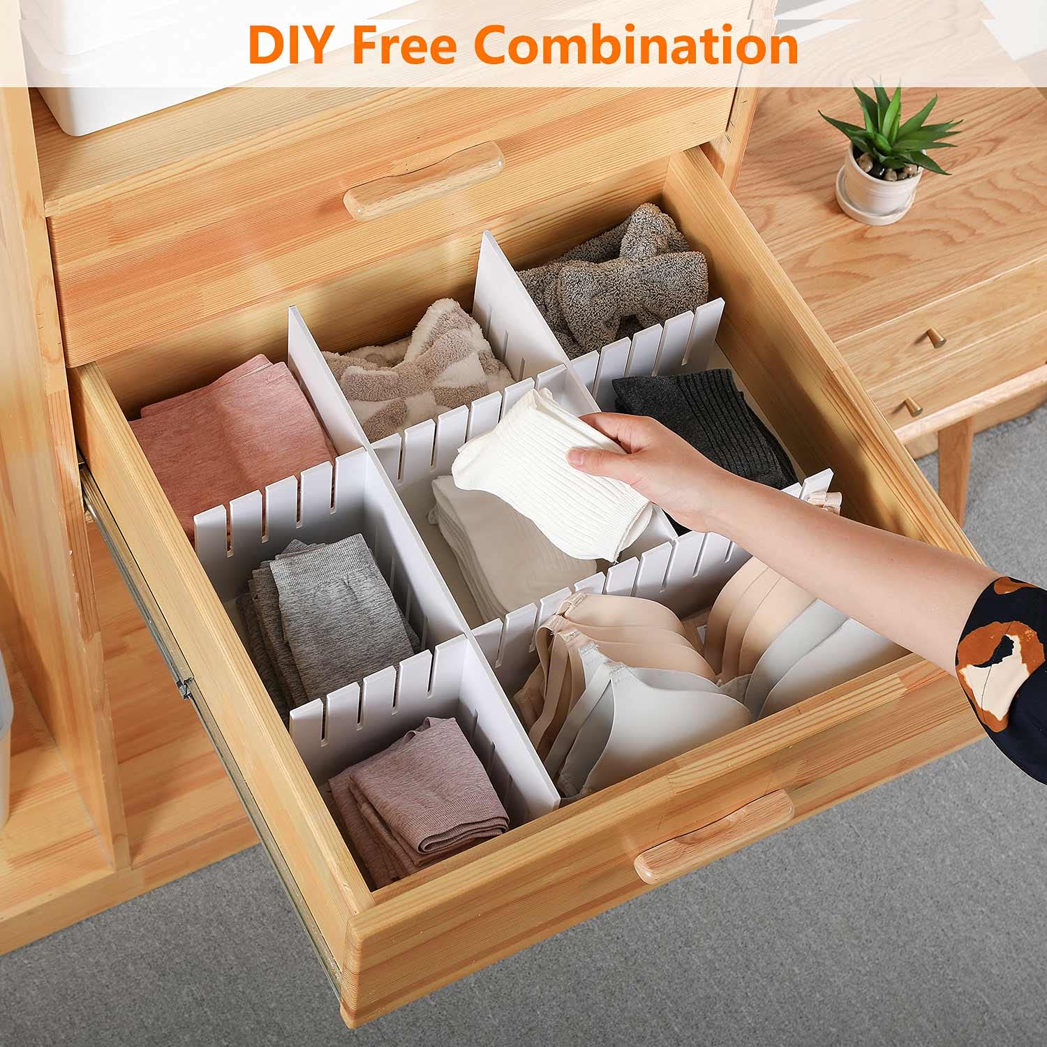 KNNRIIM 12Pcs Drawer Dividers, 16.93'' x 2.76'', Thick, Large Adjustable Drawer Organizer for Clothes, Kitchen, Bathroom, Dresse