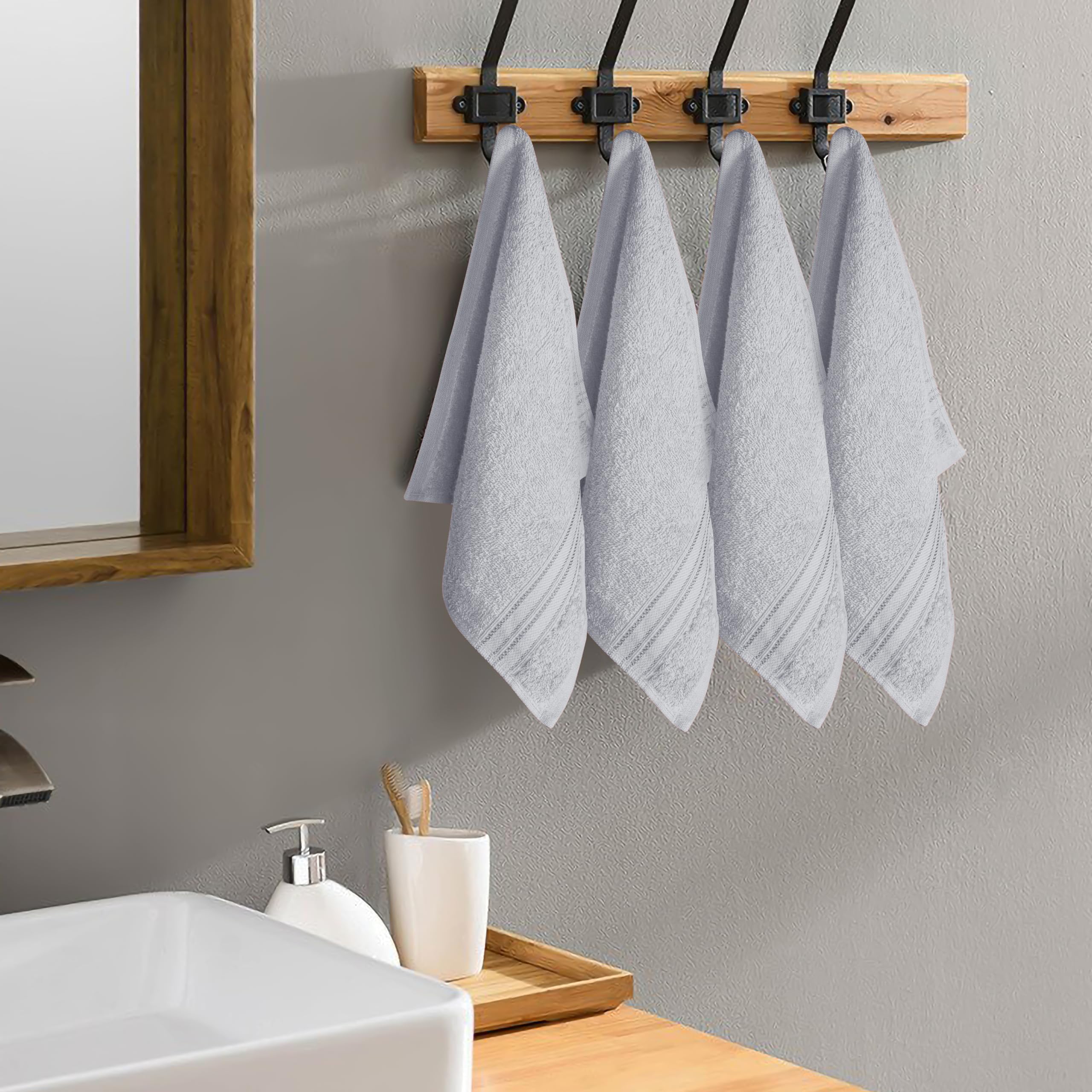 Boutiquo Ultra Soft Cotton Washcloths, Contains 12 Piece Face Cloths 12X12 Inch, Ideal For Everyday Use Face Towels, Compact & L