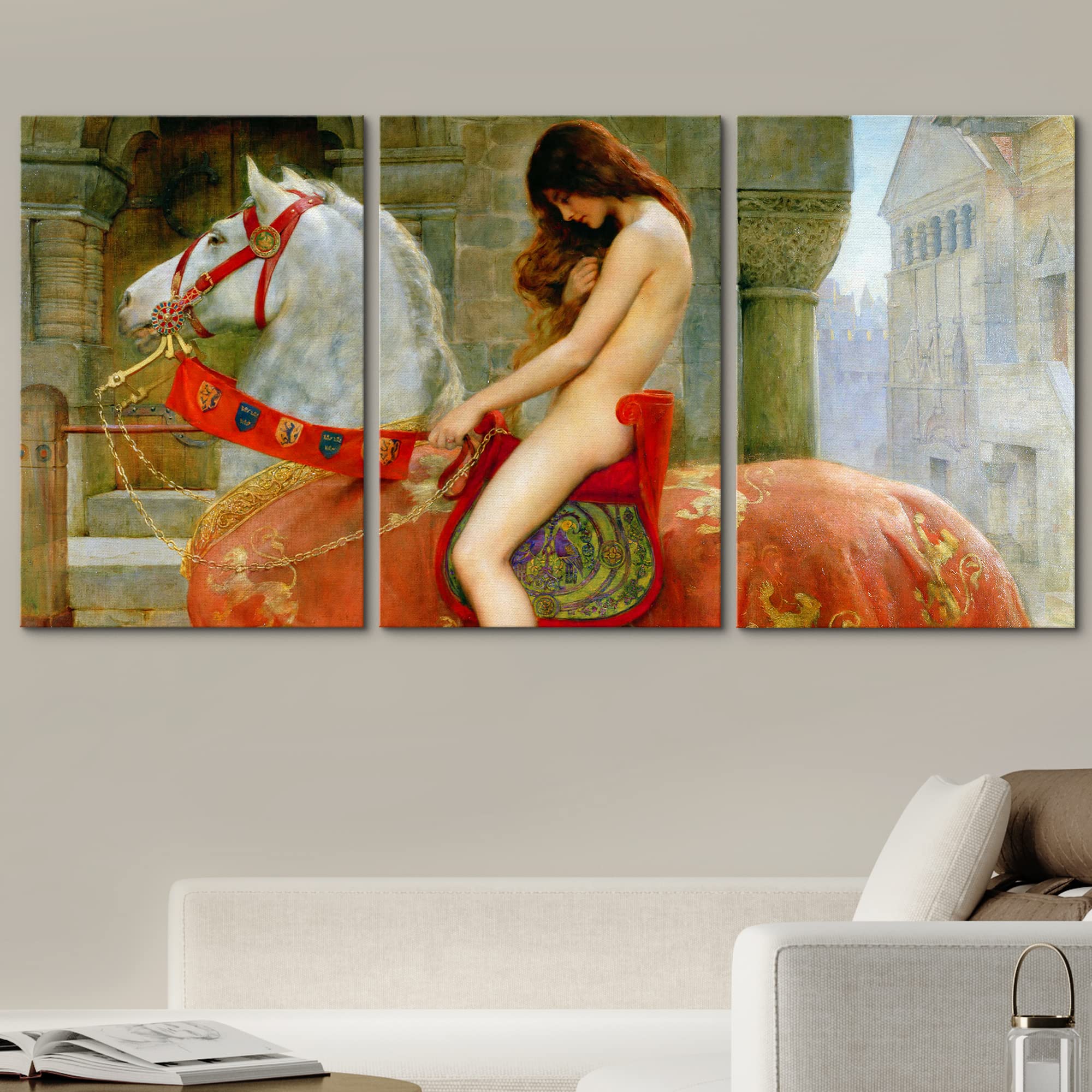 Wall26 Canvas Print Wall Art Set Lady Godiva By John Collier Cultural Historic Oil Painting Fine Art Reproduction Scenic Colorfu