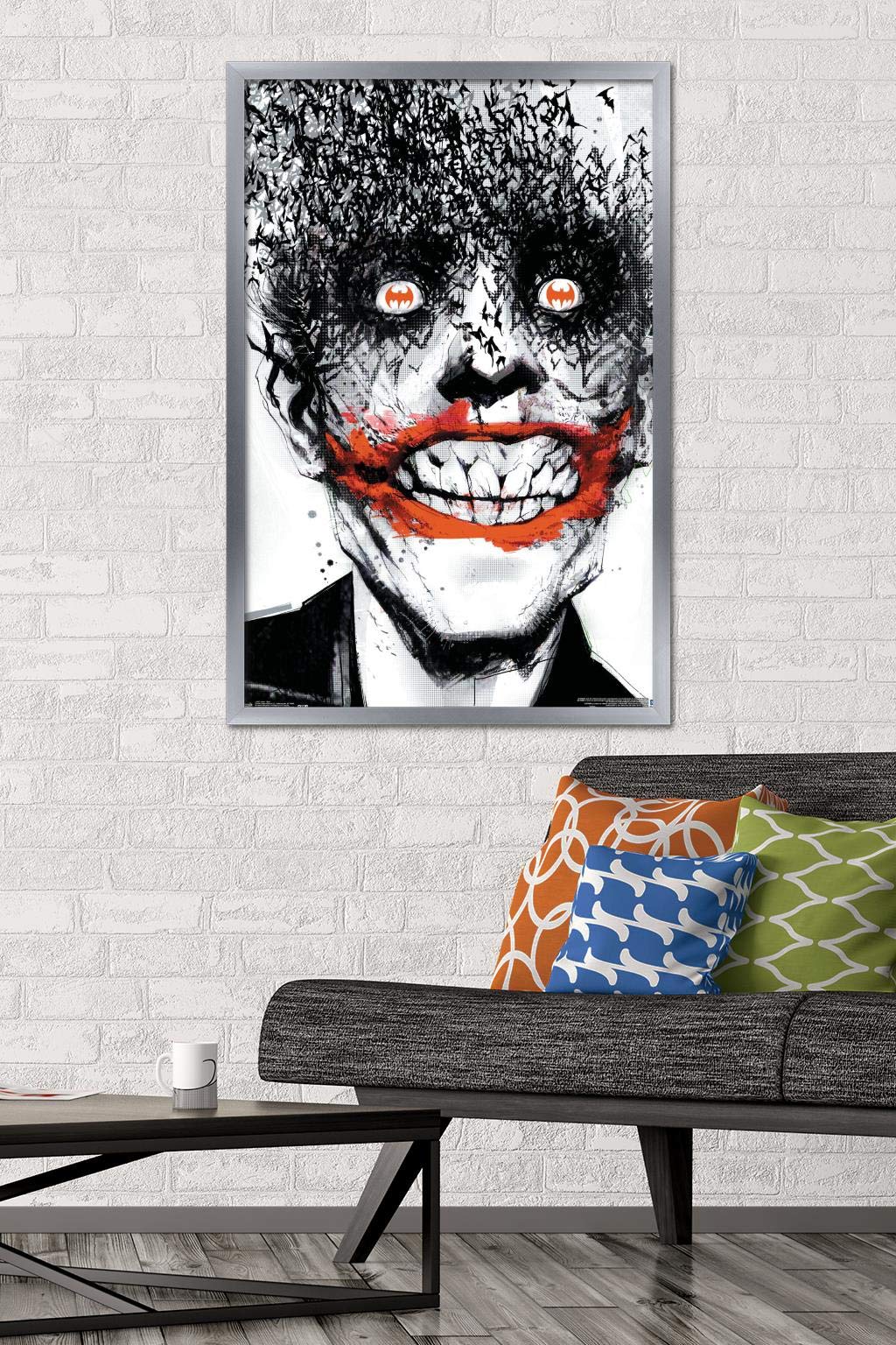 Trends International Dc Comics - The Joker - Bats Wall Poster, 22.375'' X 34'', Silver Framed Version