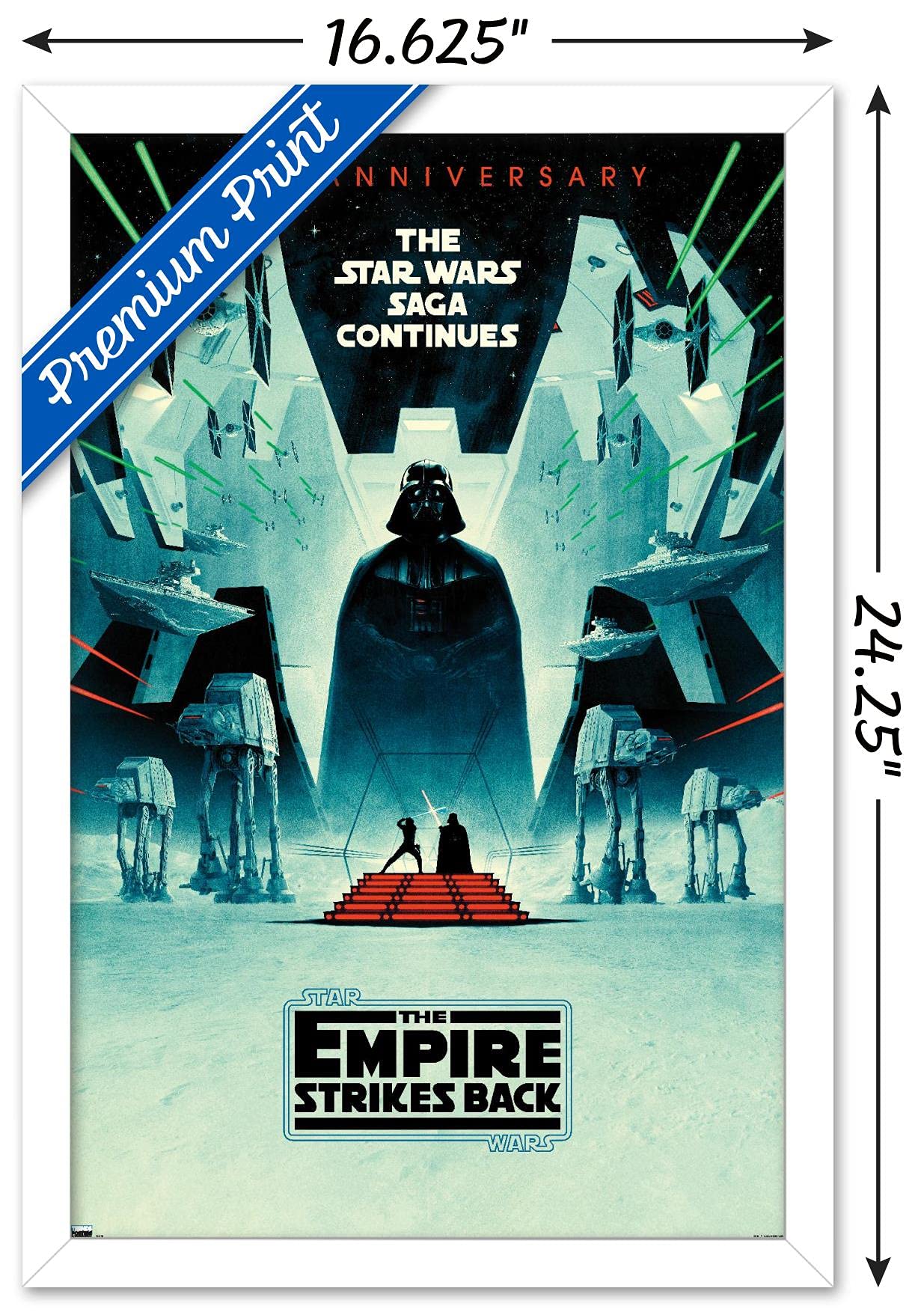 Trends International Star Wars: The Empire Strikes Back - 40Th Anniversary Wall Poster, 14.725'' X 22.375'', White Framed Versio