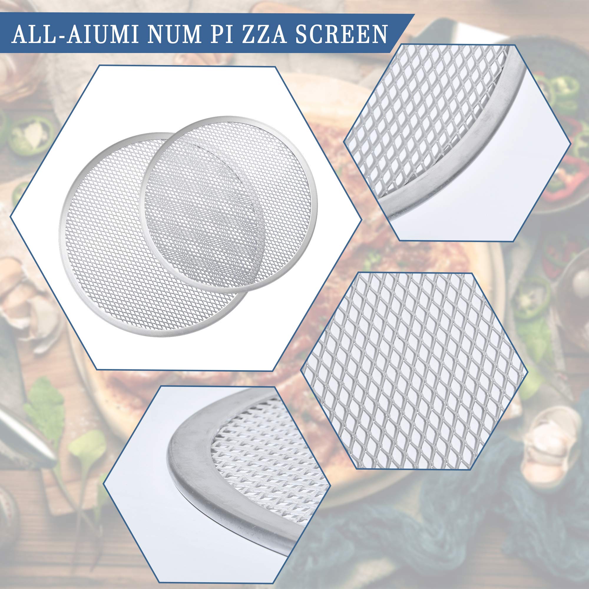 Milkary 4 Pieces Seamless Round Pizza Screen, 2 Pieces 12 Inch Aluminum Mesh Pizza Screen And 2 Pieces 10 Inch Pizza Mesh Baking