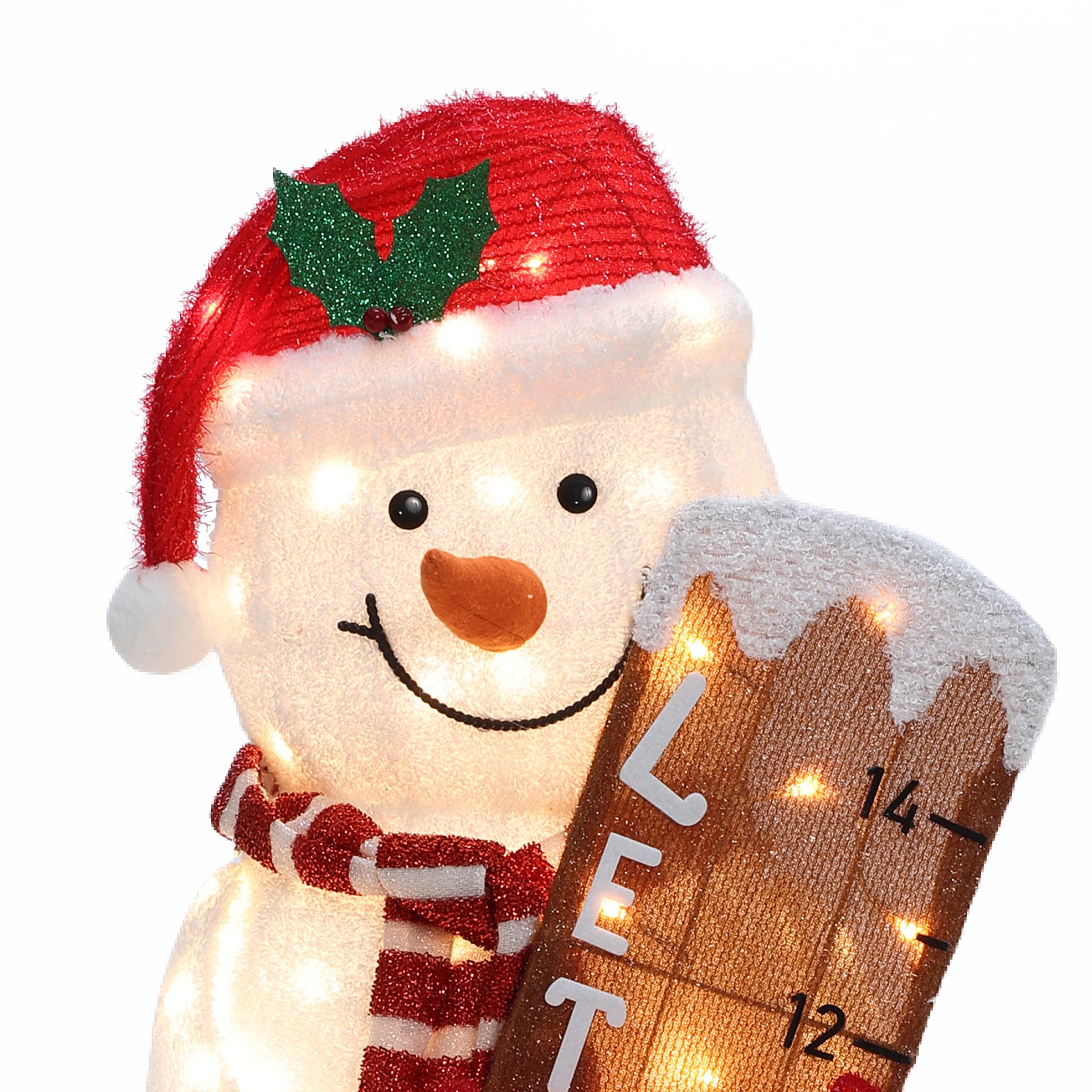 LuxenHome 3.5FT Lighted Snowman Outdoor Christmas Decorations, Light Up Snowman Holding Let It Snow Sign Christmas Decor, Xmas D